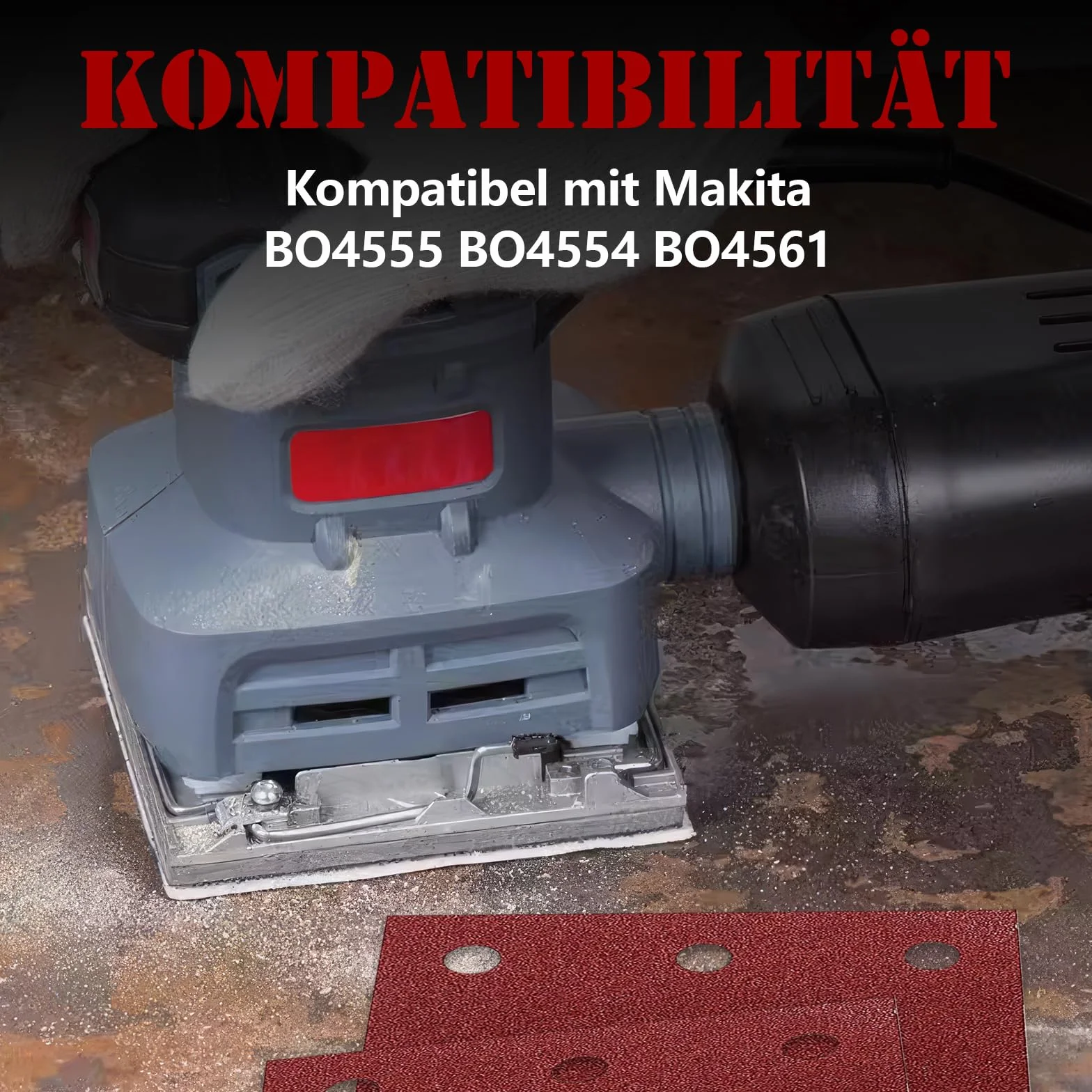 60 sztuk papieru ściernego z rzepem, ziarnistość 60, 6 otworów 115x101 mm do szlifierek oscylacyjnych