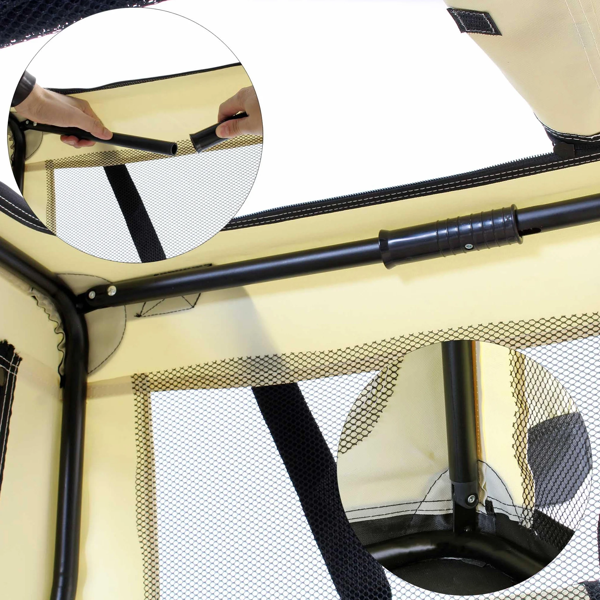 Fudajo Składany transporter dla psa i kota XXXL (101x68x70 cm) beżowy, klatka transportowa z poduszką, lekka torba do samochodu dla zwierząt do max. 30 kg
