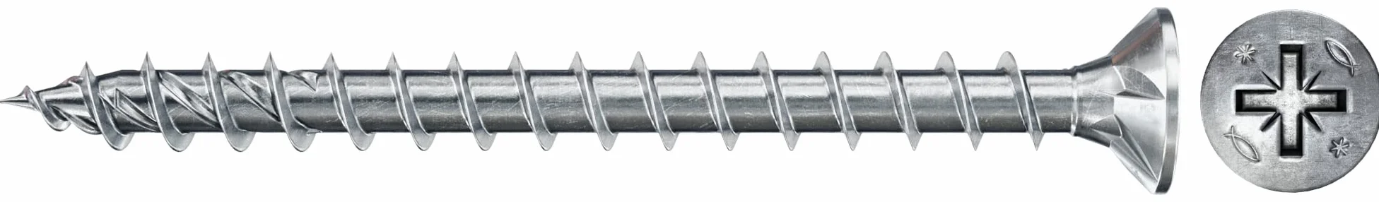 fischer 100 x wkręt do płyt wiórowych Power-Fast II 3,5 x 30, łeb stożkowy pełny gwint ocynkowany galwanicznie, pasywowany na niebiesko (nr art. 670066)