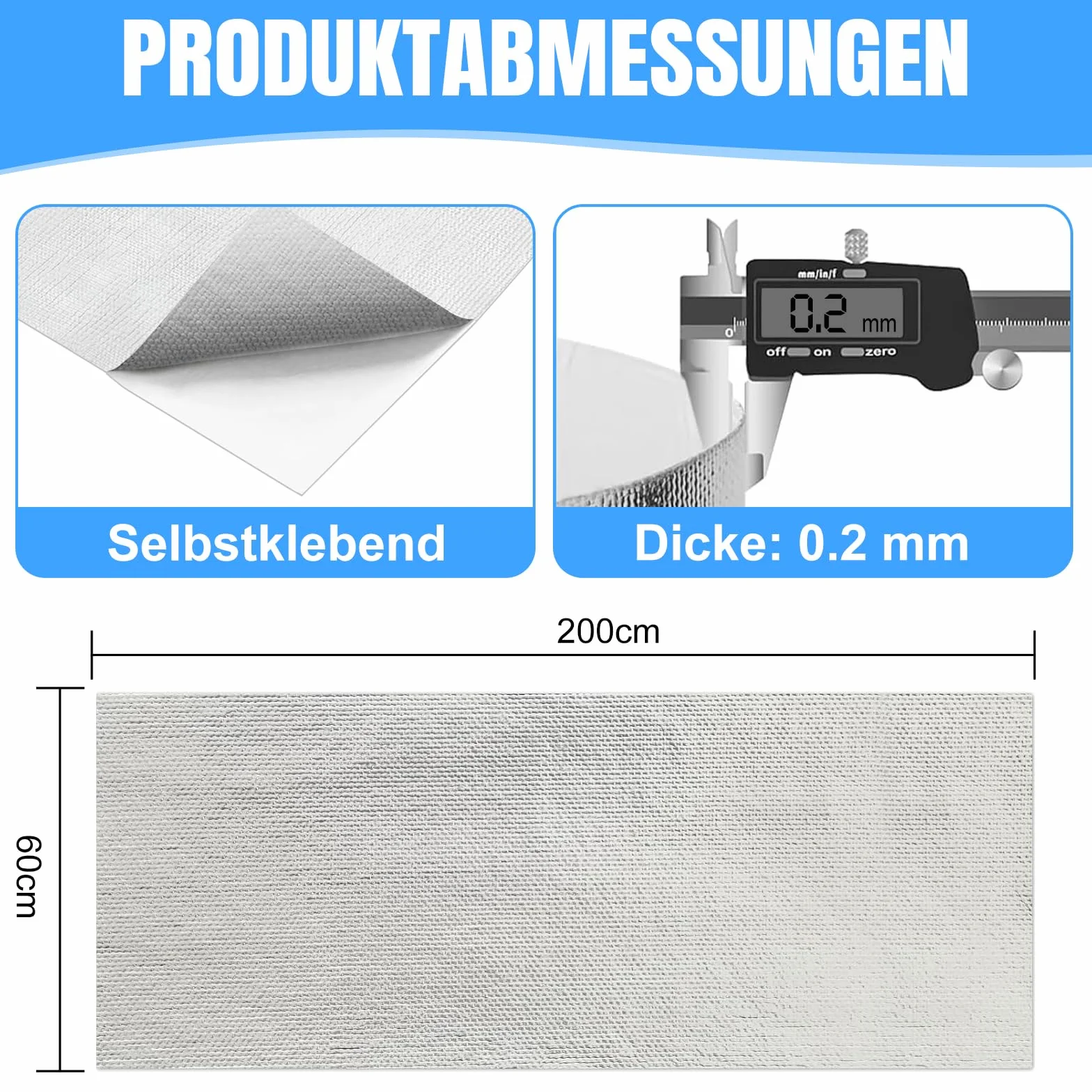 Aluminiowa mata chroniąca przed wysoką temperaturą, izolacja z włókna szklanego, materiał odblaskowy (60 x 200 cm)