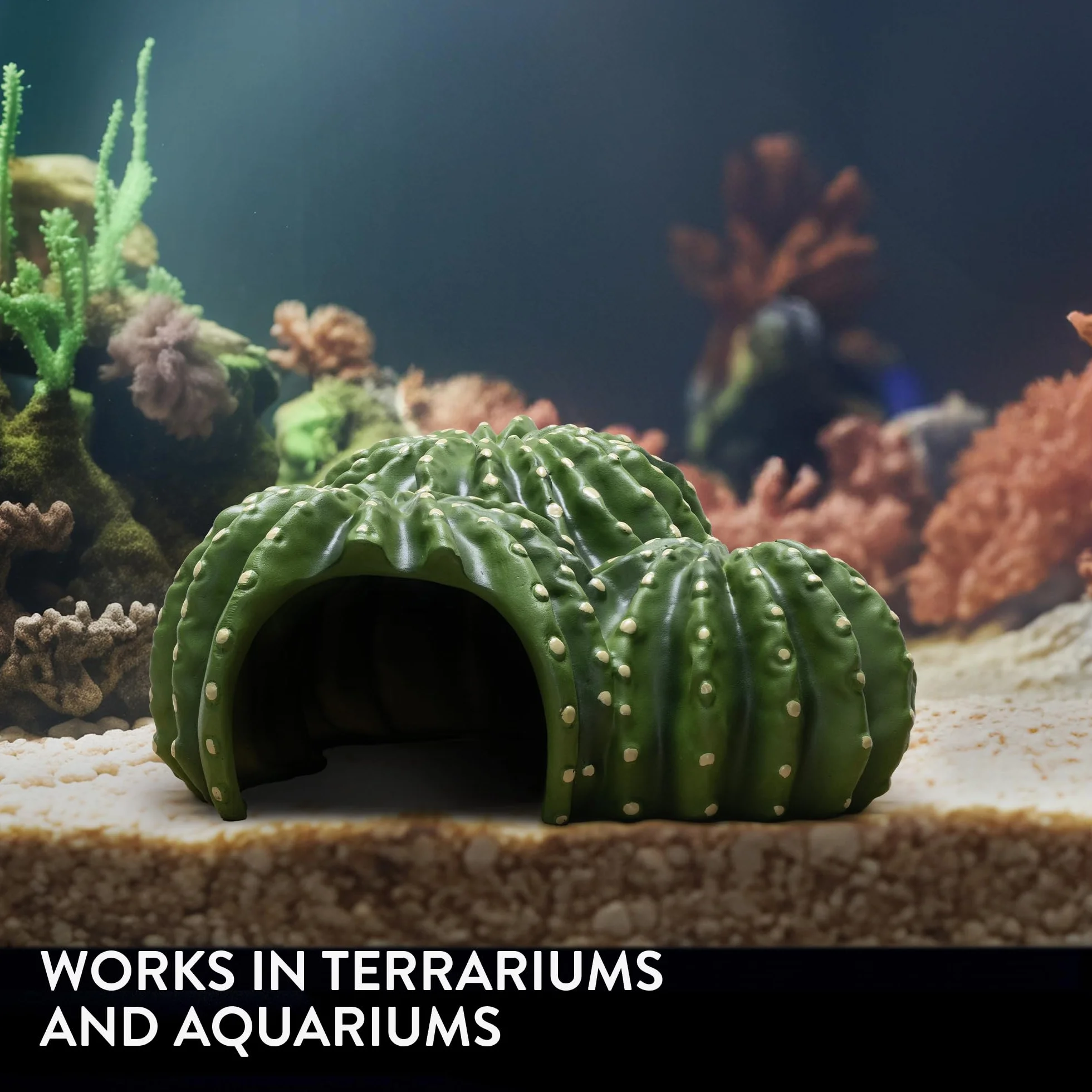 Navaris Dekoracja kaktusa - schronisko do terrarium i akwarium dla żółwi wodnych lub lądowych - Geckos Snakes Tarantule - Akcesoria do żółwi akwariowych z żywicy