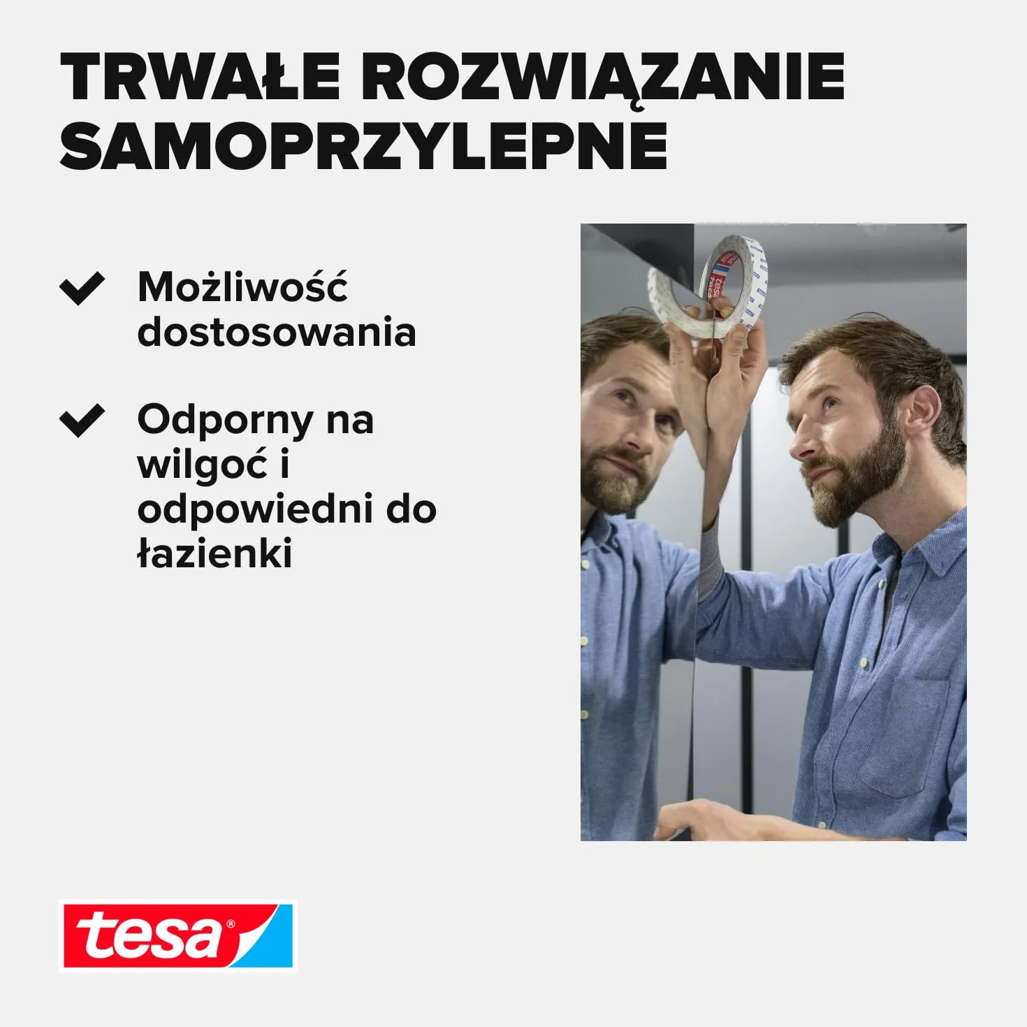 Tesa 189466 Taśma Montażowa, Biały, 5 m x 19 mm