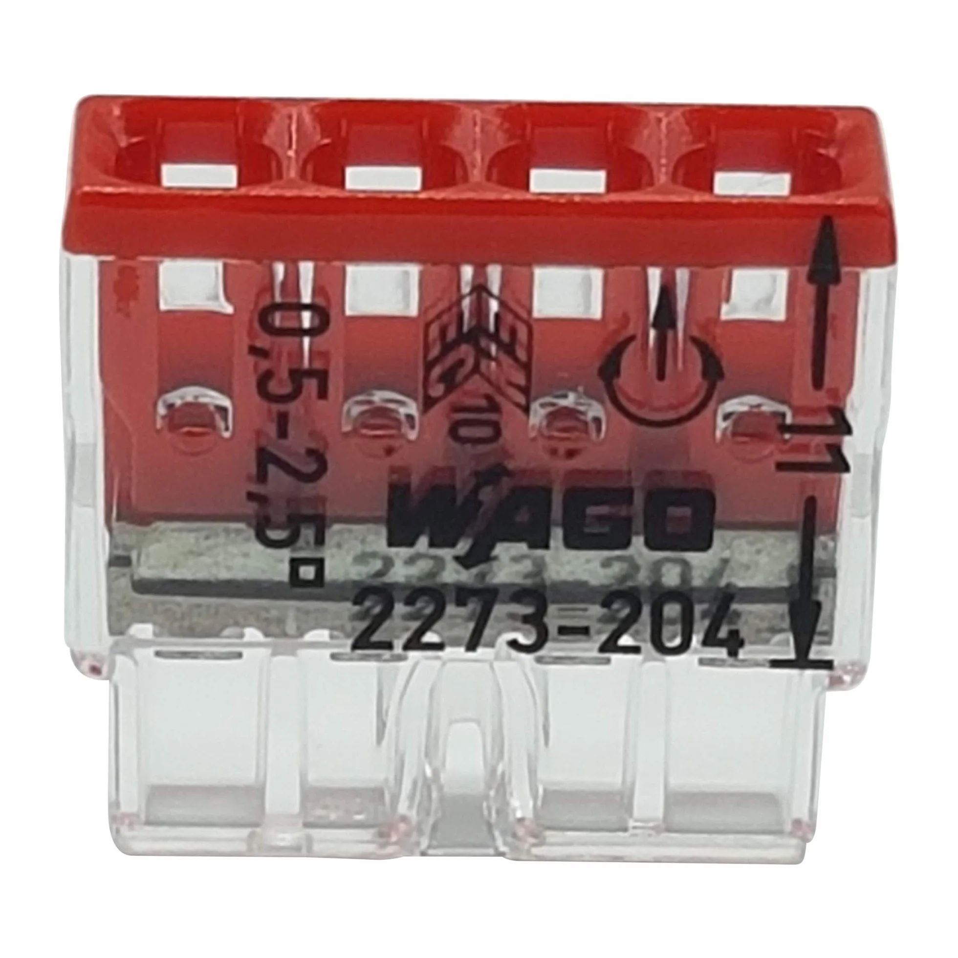 Wago 2273-204 COMPACT Zaciski przyłączeniowe 4-biegunowe 0,5–2,5 mm² przezroczyste/białe 10 szt.