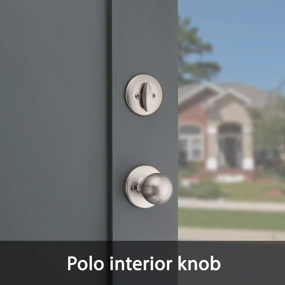 Kwikset 96870-090 Dakota pojedynczy cylindrowy zestaw klamek z pokrętłem polo z kluczem SmartKey z satynowym niklem (metal)