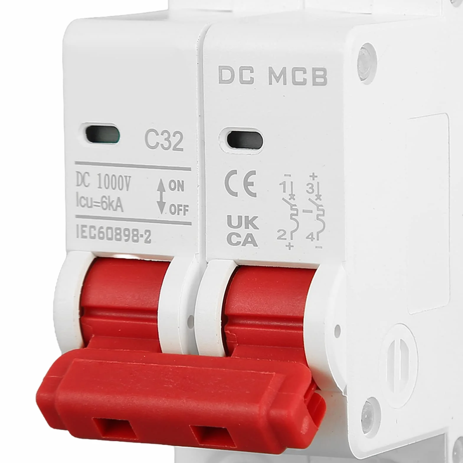 Miniaturowy Wyłącznik Automatyczny DC, 2P 32a DC1000V Izolator Obwodów Do Montażu Na Szynie Din, 6000a Segmentowy Rozłącznik Mocy Do Oświetlenia Mieszkalnego
