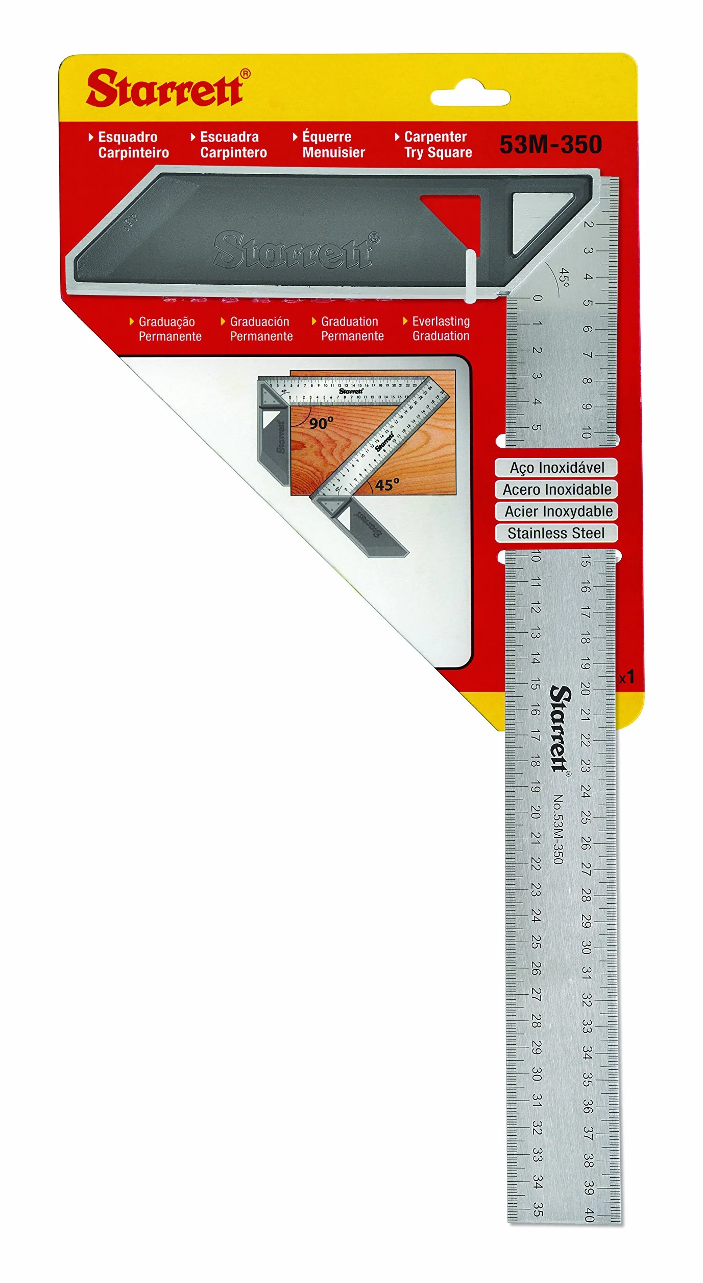 Starrett K53M-350-S Kątownik, Srebrny, 350 mm