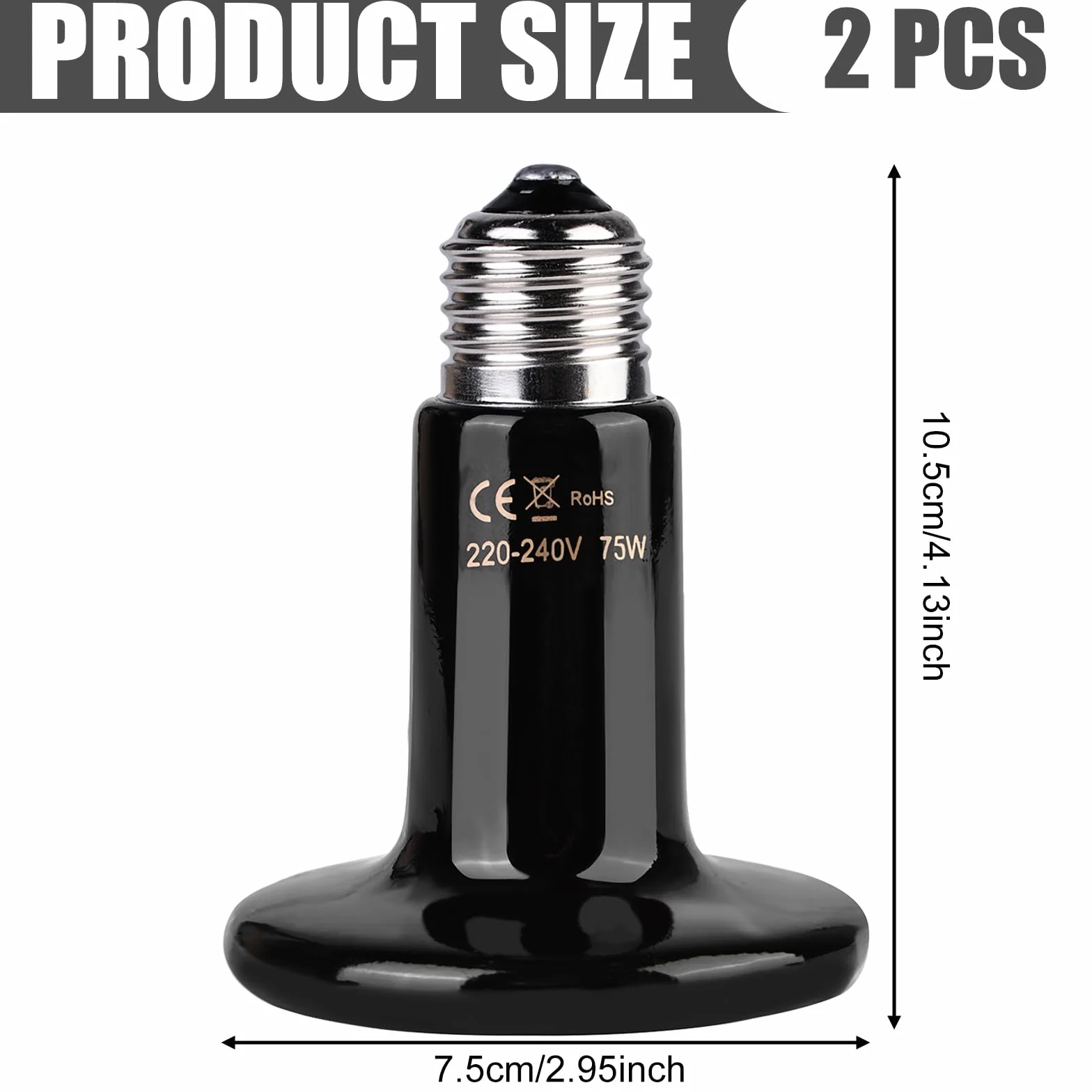 Ceramiczna lampa grzewcza 75 W, 220 V, E27, ceramiczna, na podczerwień, ceramika, zwierzęta, lampa grzewcza dla płazów, żółwia, jaszczurki, węża, pająka, pisklęta, psa, kota (75 W)