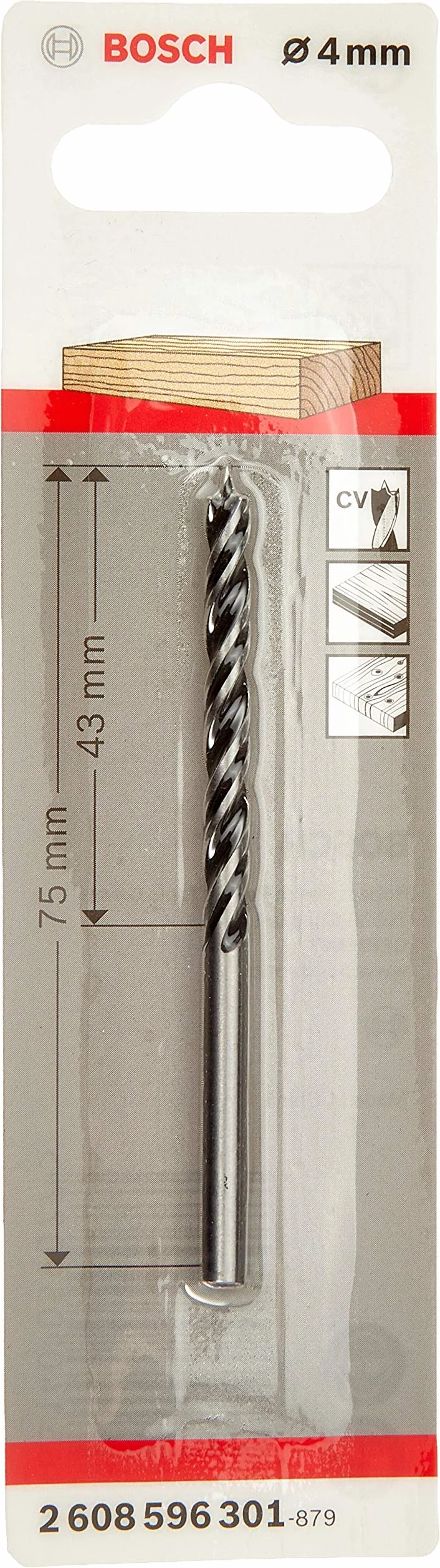 Bosch Professional Spiralne Wiertła do Drewna (dla Drewno, Ø 4 x 43 x 75 mm, Osprzęt do Wiertarek)