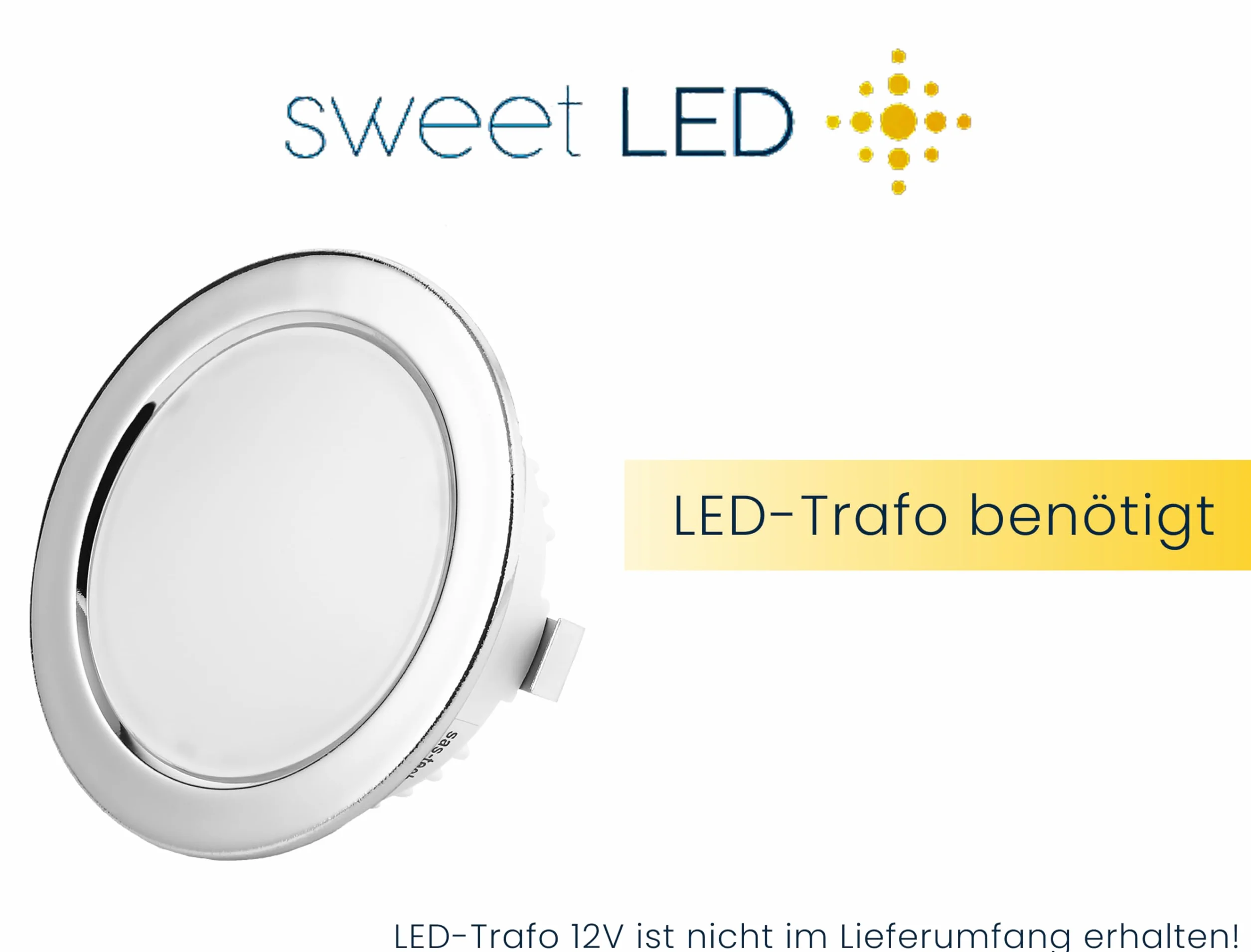 sweet-led zestaw 4 szt. mini ultra płaskie okrągłe lampy meblowe do zabudowy, IP44 ochrona przed pryskającą wodą - wilgotne pomieszczenia, wpuszczany reflektor LED do mebli w kuchni i łazience, reflektor punktowy spot, ledowe oczko 250 lumenów 3.5W 12 V (