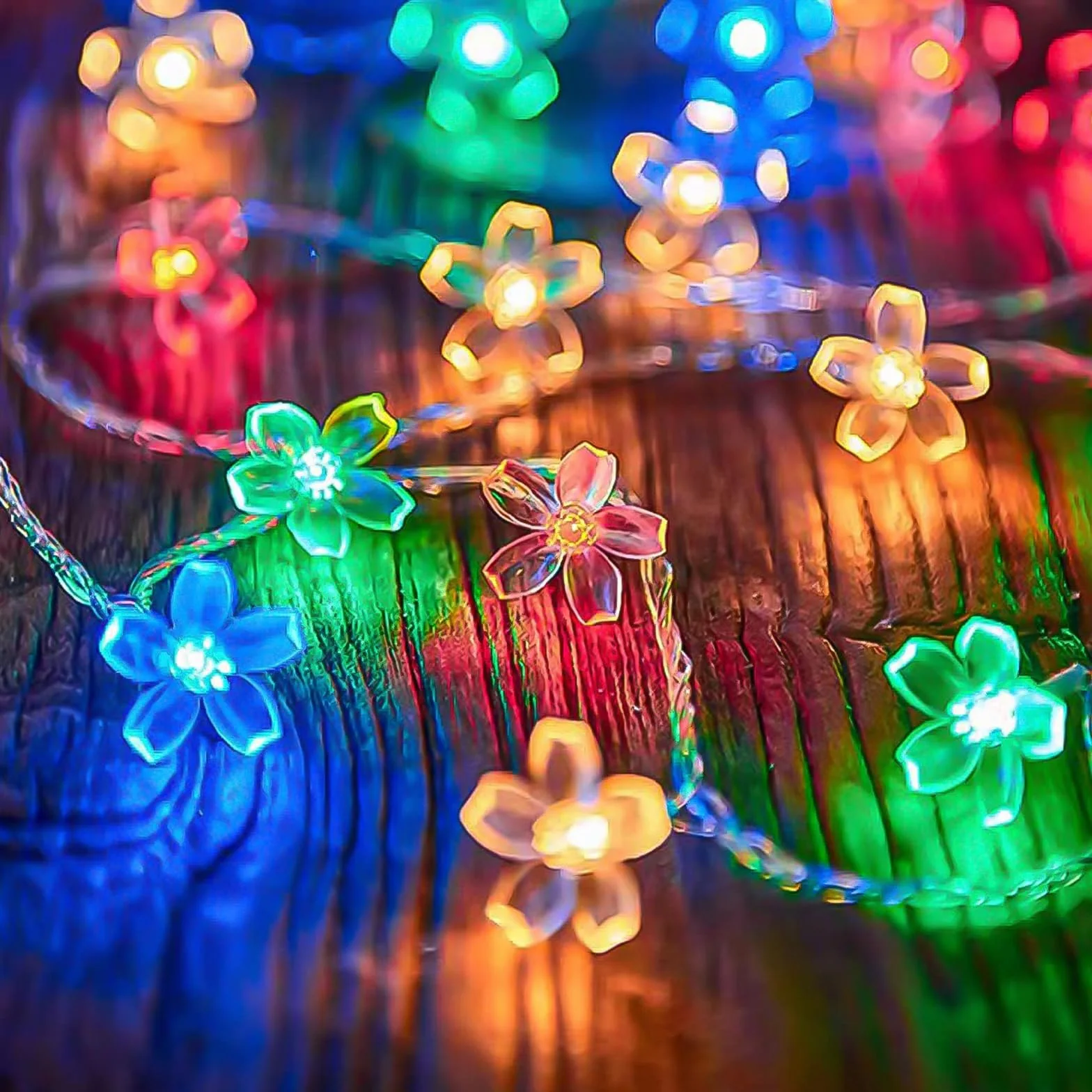 ENLACE Łańcuch świetlny z kwiatami wiśni, 3 m, 20 diod LED, zasilany bateriami, kolorowy łańcuch świetlny do ogrodu, na wesele, do wnętrz, na zewnątrz, taras, drzewa, dekoracja na imprezę