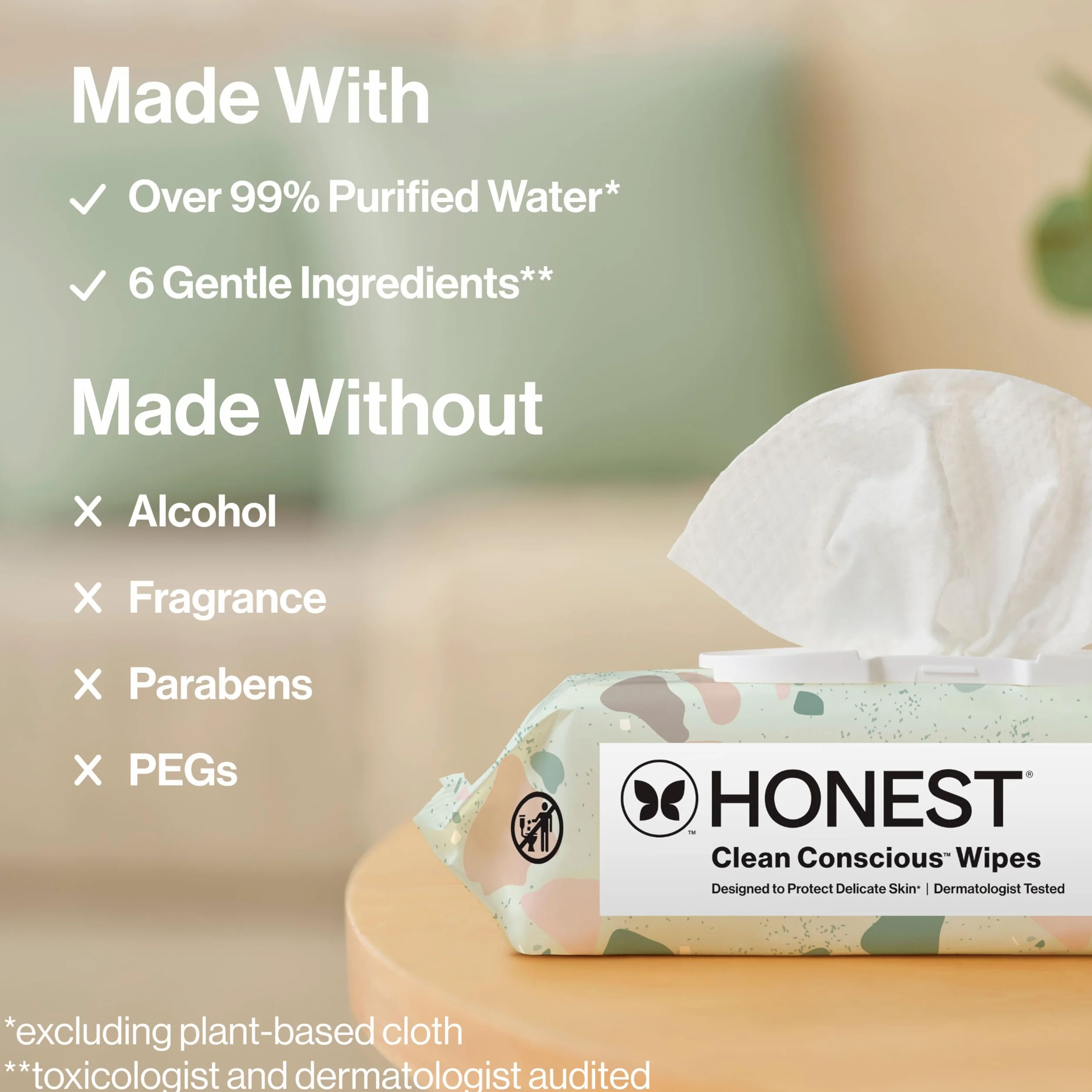 Honest Company All Natural Cloth Baby Wipes (288 Count Total) by Honest