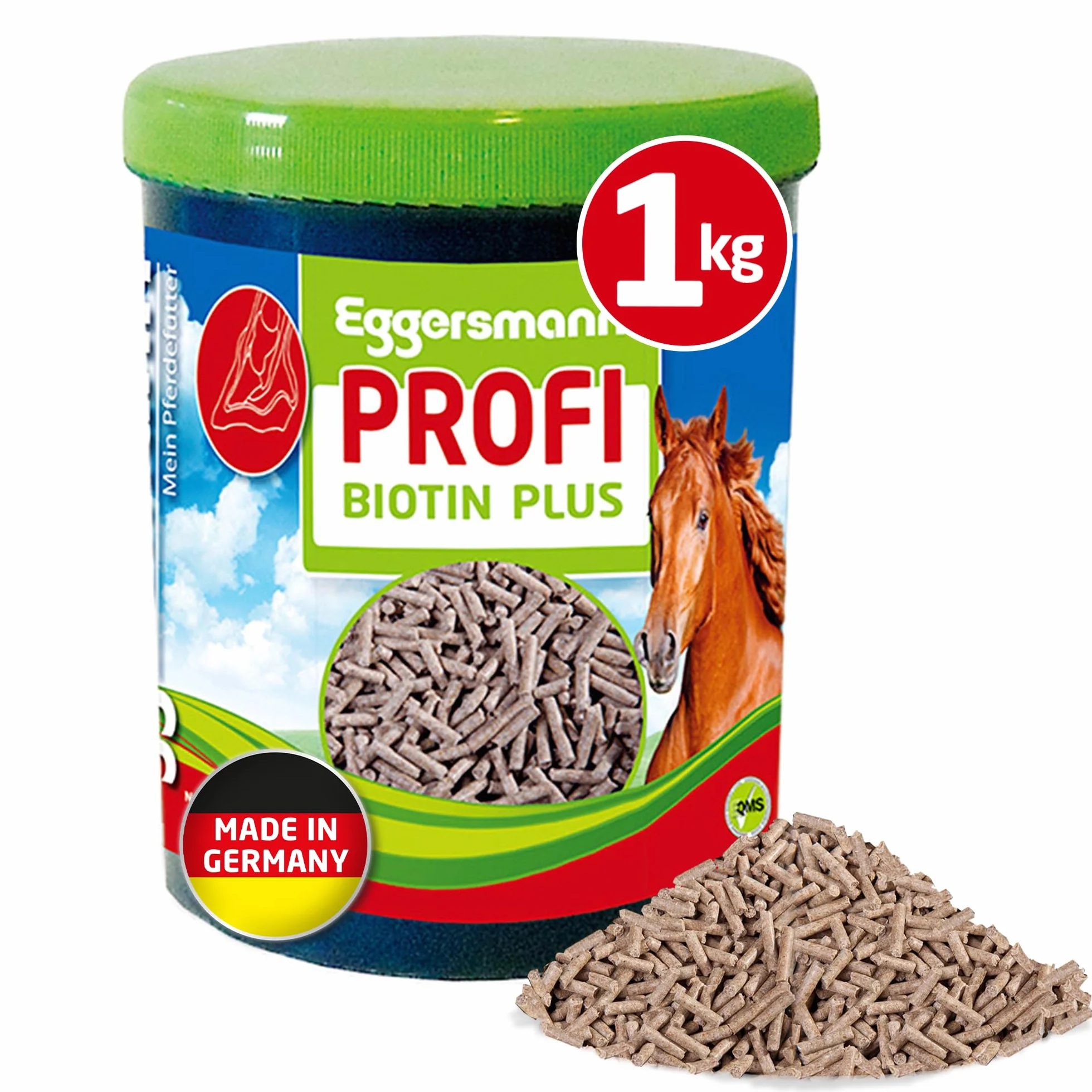 Eggersmann Profi Biotin Plus koncentrat dla koni, dodatkowa karma dla zdrowych kopyt i sierści, 1 opakowanie (1 x 1 kg)
