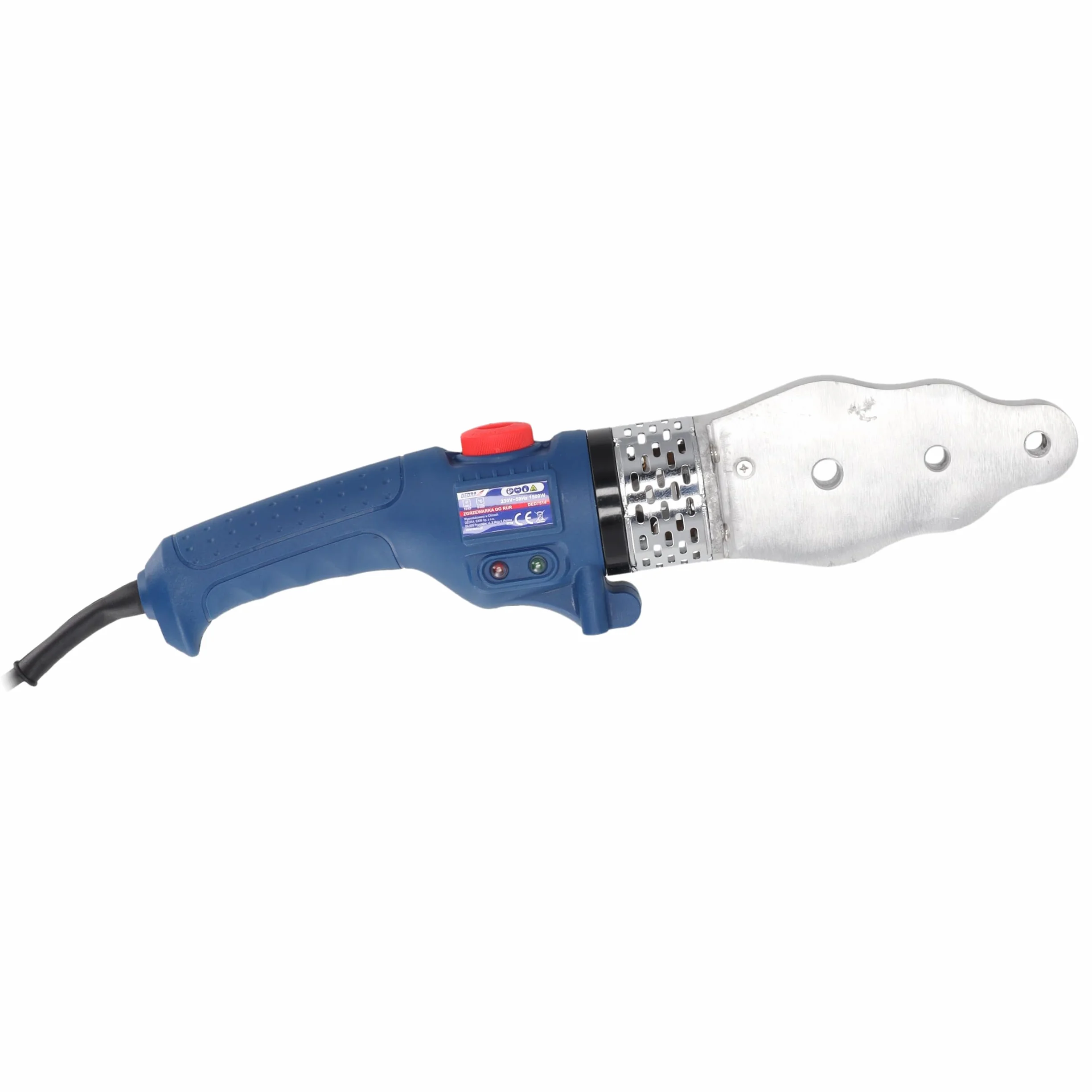 DEDRA DED7514 zgrzewarka mufowa do rur z tworzywa sztucznego, moc 1500 W, walizka metalowa, zakres Ø 16-63 mm, do 300°C, z 7-częściowymi akcesoriami