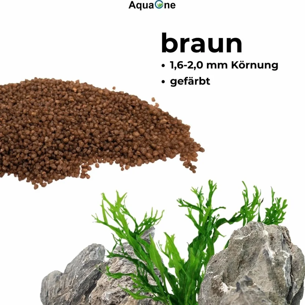 AquaOne Żwir do akwarium, 20 kg, brązowy 1,6-2 mm, żwir akwariowy, jakość premium, żwirek kwarcowy, zaokrąglone ziarno, żwir do akwarium, dekoracja do akwarium
