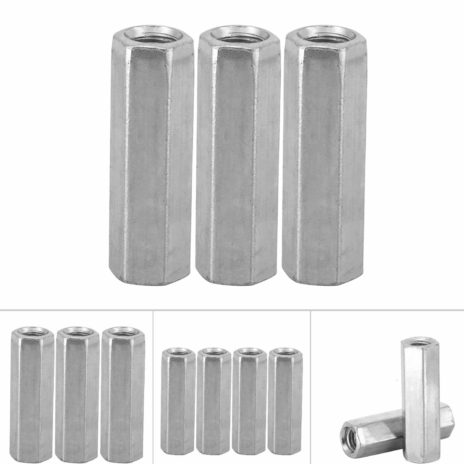 Nakrętki Sześciokątne M8 Ocynkowane Stal Węglowa Gwint Wewnętrzny 10 Sztuk M8x40 12mm