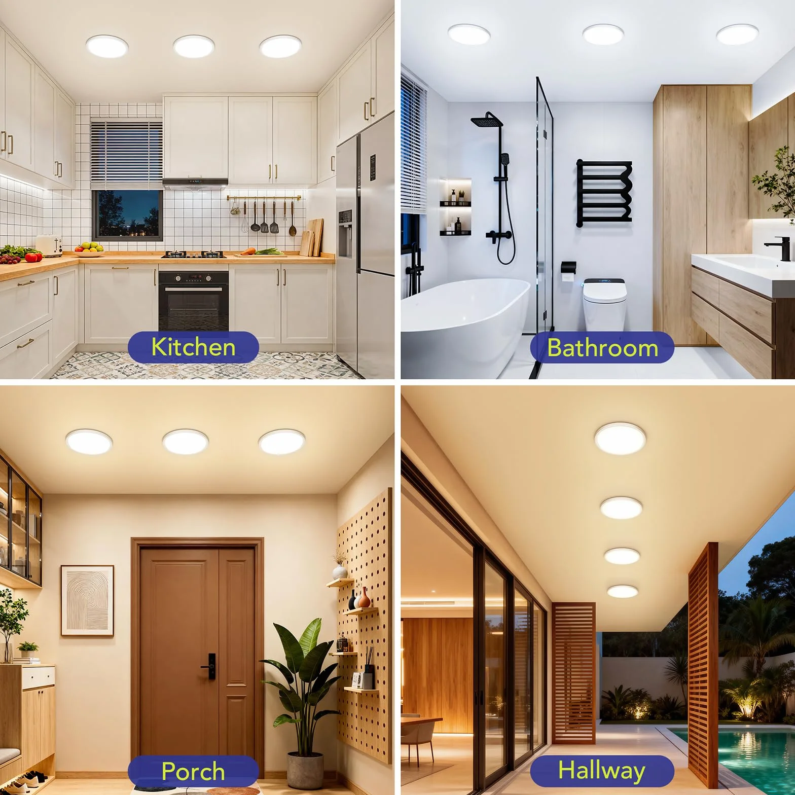 Lampa sufitowa LED Płaska okrągła lampa sufitowa, 1500LM Ultracienka lampa sufitowa, 3000K/4000K/6500K, nowoczesna lampa łazienkowa IP44 wodoodporna do salonu, łazienki, Ø18CM