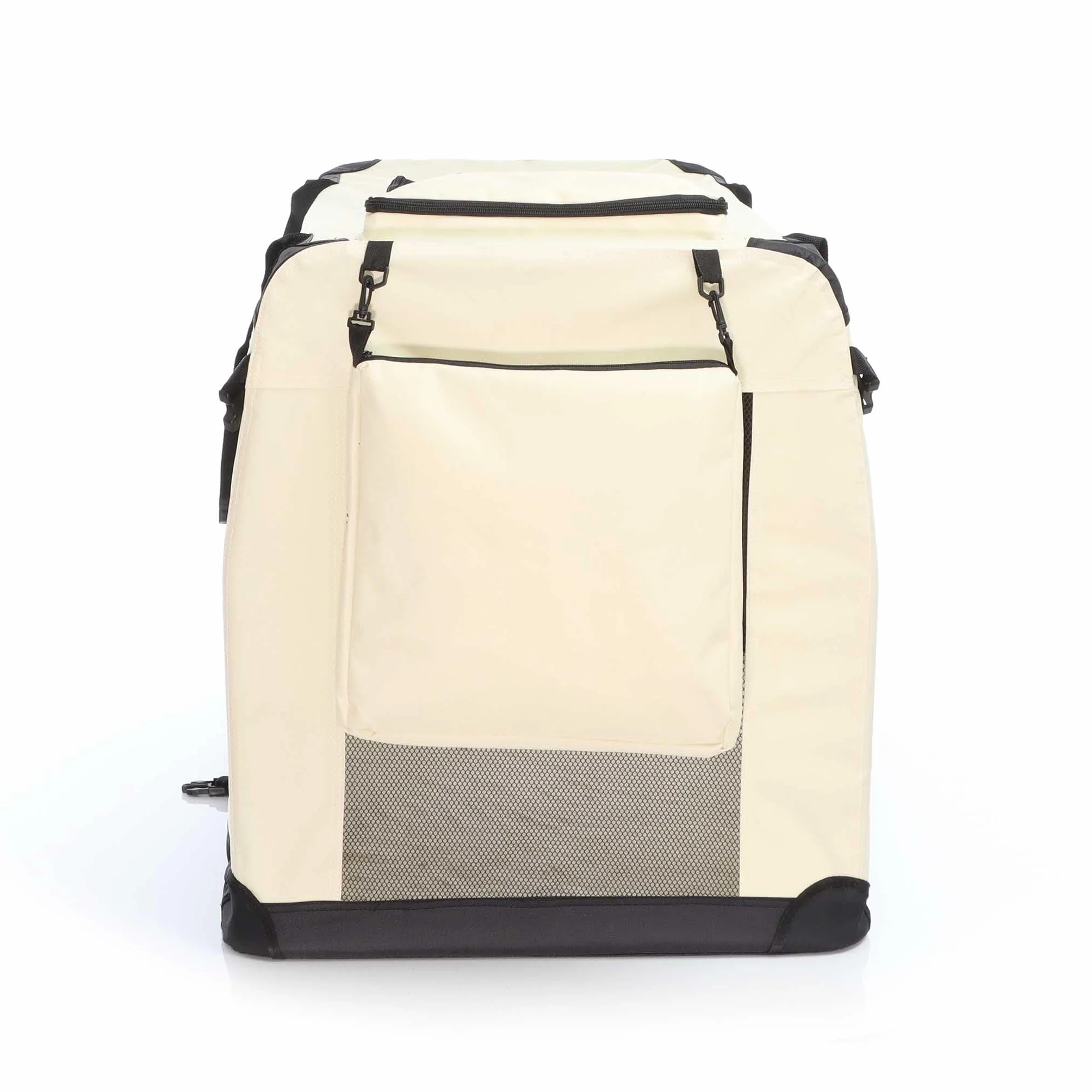 Fudajo Składany transporter dla psa i kota XXXL (101x68x70 cm) beżowy, klatka transportowa z poduszką, lekka torba do samochodu dla zwierząt do max. 30 kg