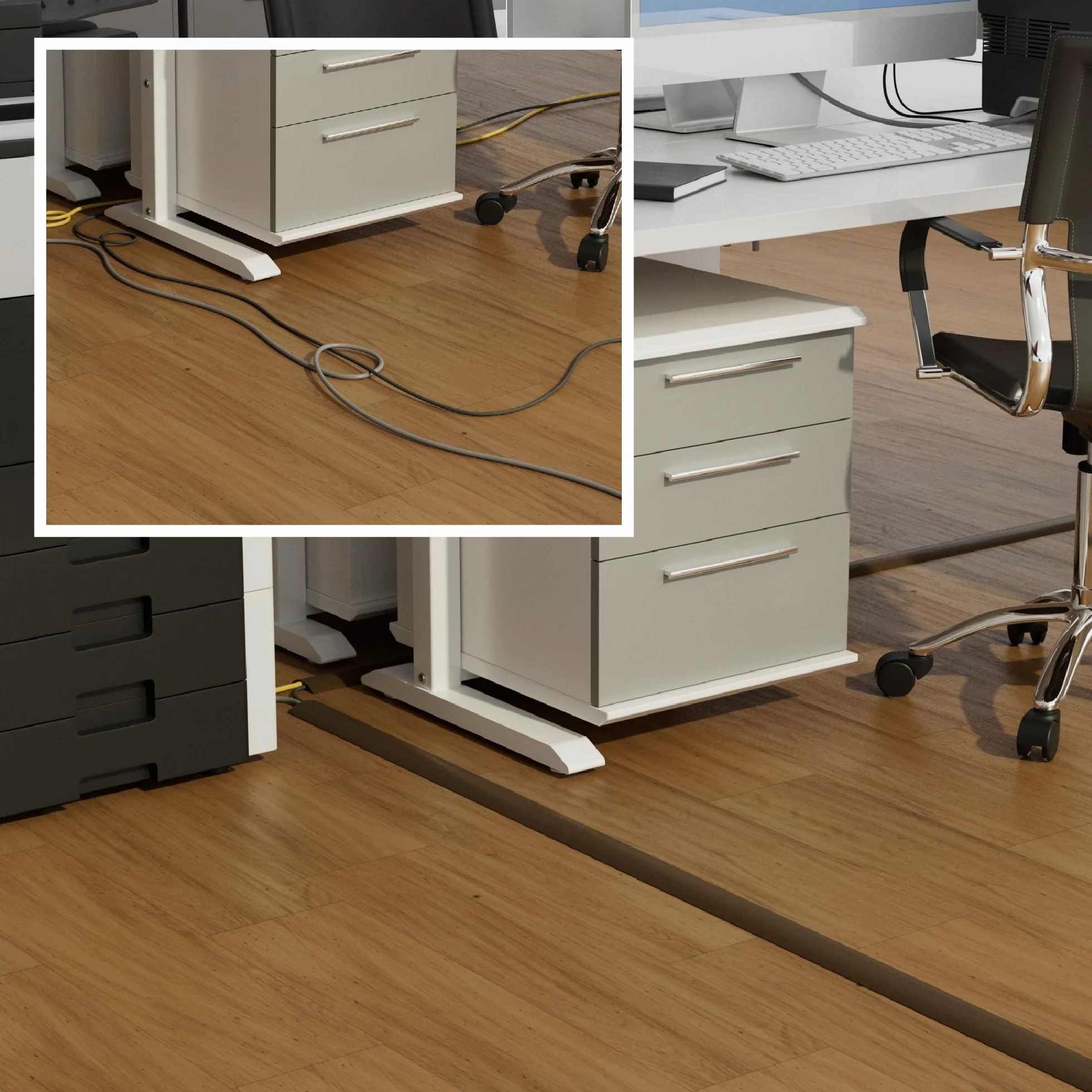 D-Line Osłona Kabli Podłogowa 4,5 m, Ochrona Luźnych Kabli, Zapobiega Potknięciom i Upadkom, Ryflowana Antypoślizgowa Podstawa – Kanał na Kable 17 mm (S) x 9 mm (W) – Długość 4,5 m – Brązowy