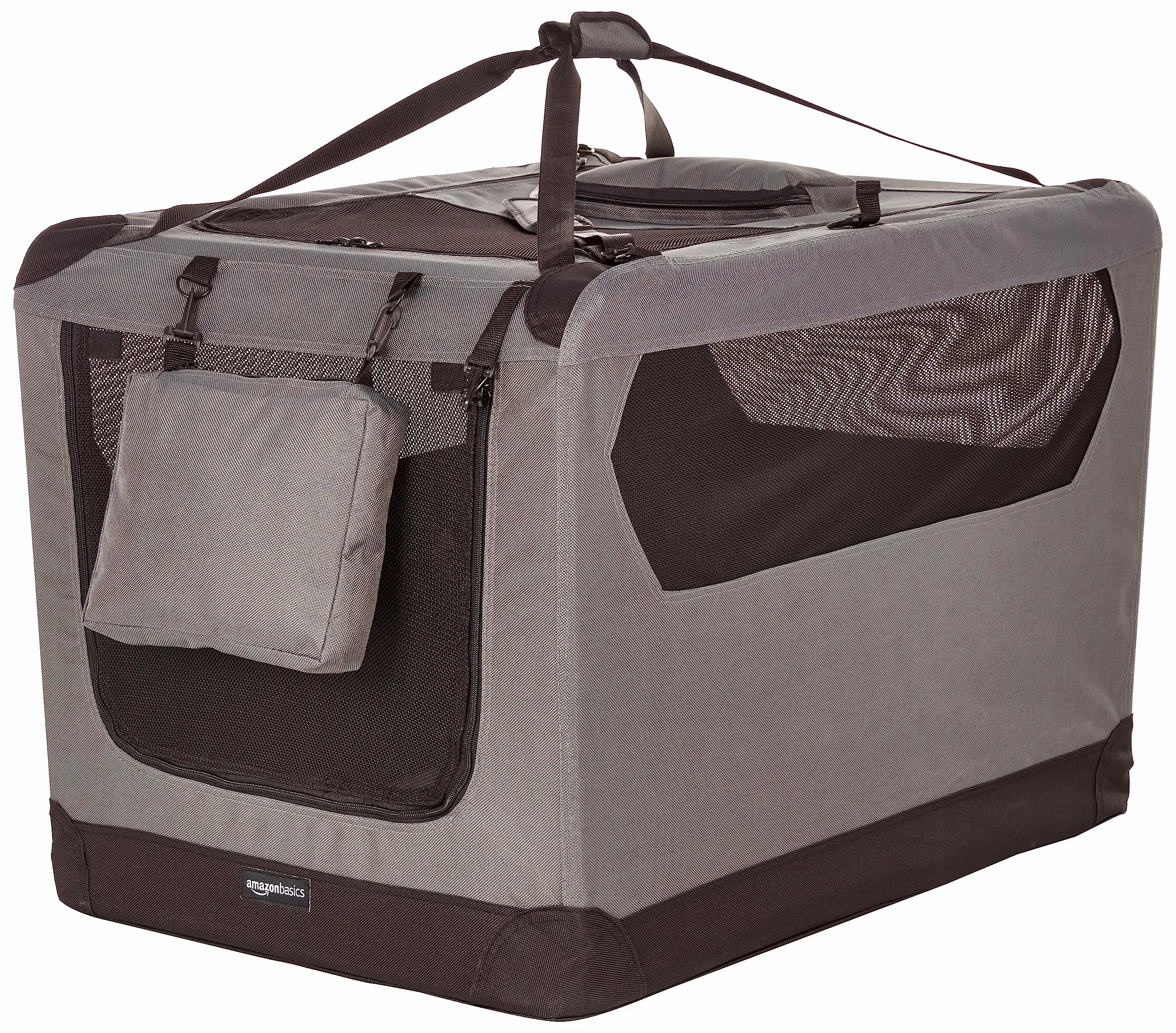 Amazon Basics 12002-36GY Skrzynka Transportowa dla Zwierząt Domowych, 91 cm, Szara