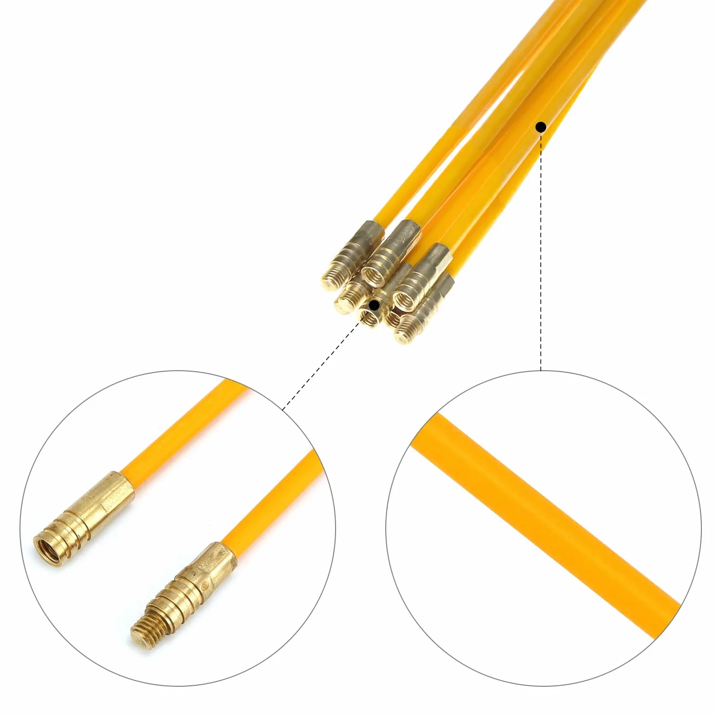 QWORK® Zestaw ściągaczy kabli z włókna szklanego 10 szt. z hakiem i otworem, ściągacz do kabli 33 cm, zestaw prętów kablowych