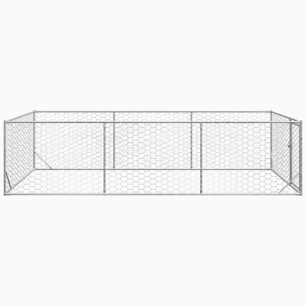 vidaXL Buda dla psa na zewnątrz z drzwiami 2x4x1 m, ocynkowana stal