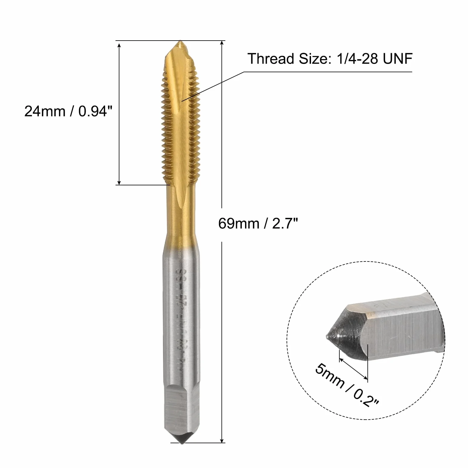 QUARKZMAN 1/4-28 UNF B2 Spiral Point gwintownik, stal szybkotnąca 6542