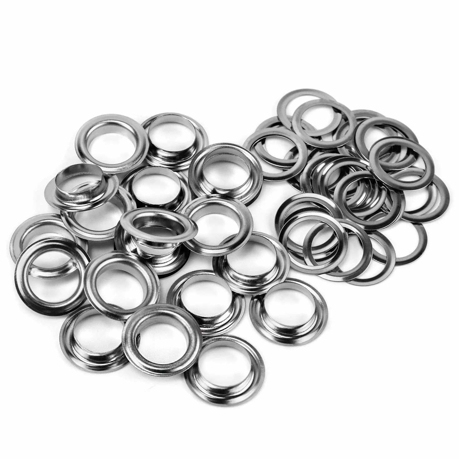 QWORK Zestaw narzędzi do przelotek, 500 sztuk przelotek i 500 sztuk podkładek do oczek, 12 mm (1/2 cala), srebrny, do butów, odzieży, plandek z tkaniny skórzanej, washer self backing
