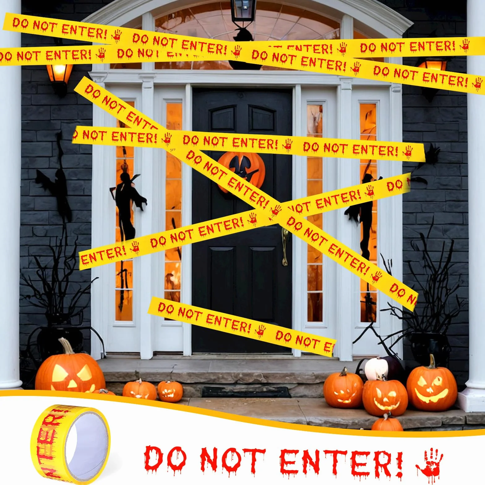 Amabro Taśma ostrzegawcza Halloween 4,8 cm x 25 m nie wchodź