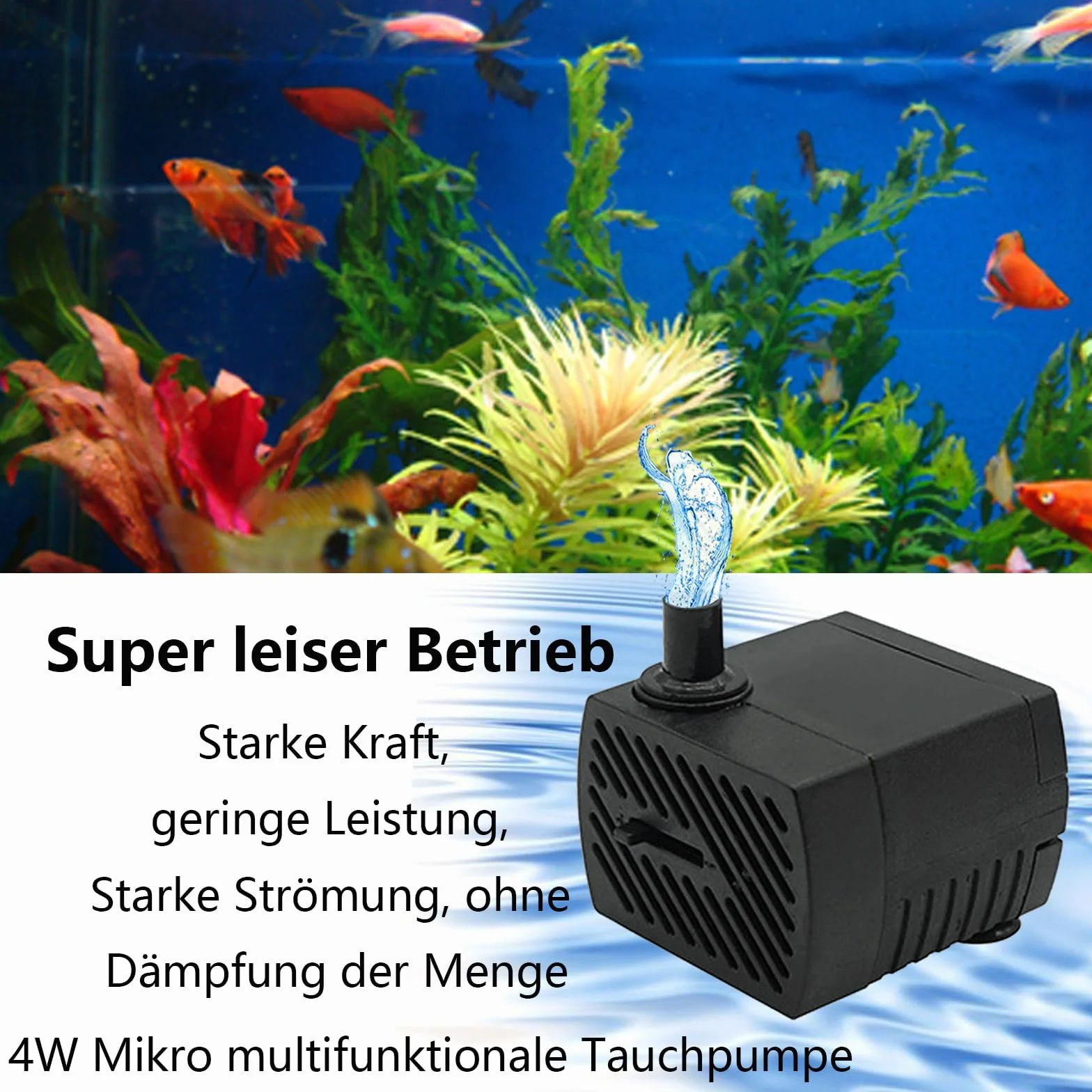 GERUI 2 x mini pompa wodna, 280 l/h, 4 W, 220 V-240 V, 50/60 Hz, regulowana objętość wody 8/13 mm, pompa do fontanny, nadaje się do małych akwariów, pomp do akwarium, ogrodów