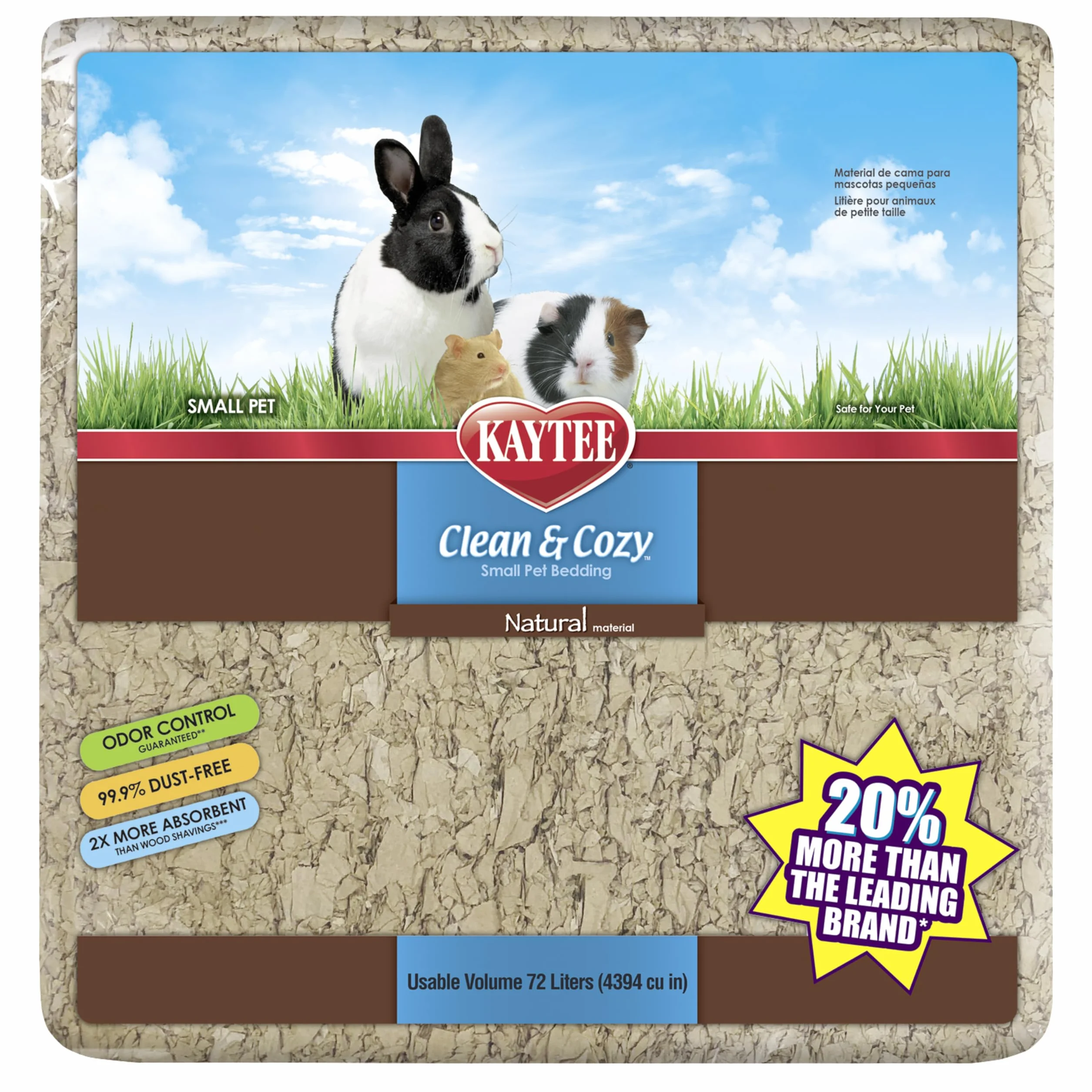 Kaytee Clean & Cozy Super chłonna pościel papierowa do klatek, chomika, myszy, królika, świnki morskiej, 72 l, naturalna