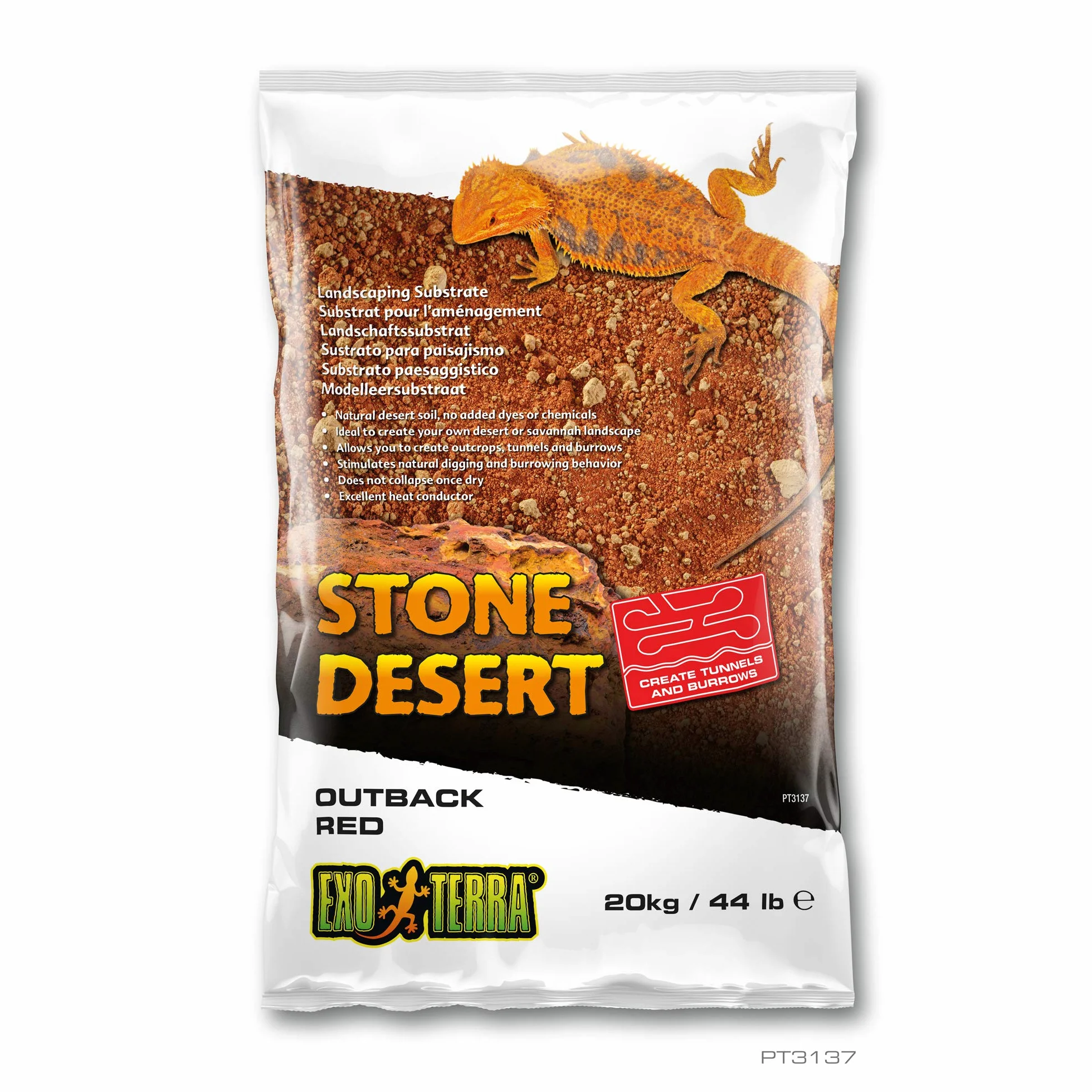 Exo Terra PT3137 Outback Red Stone Desert podłoga pustynna do terrariów, plastyczna, czerwona, 20 kg