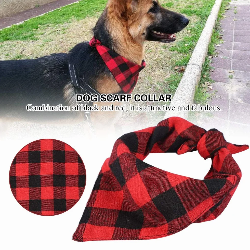 Pet Bandana pies szczeniak wzór karo szal kołnierz śliniaczek chusta na szyję czarny czerwony (L)