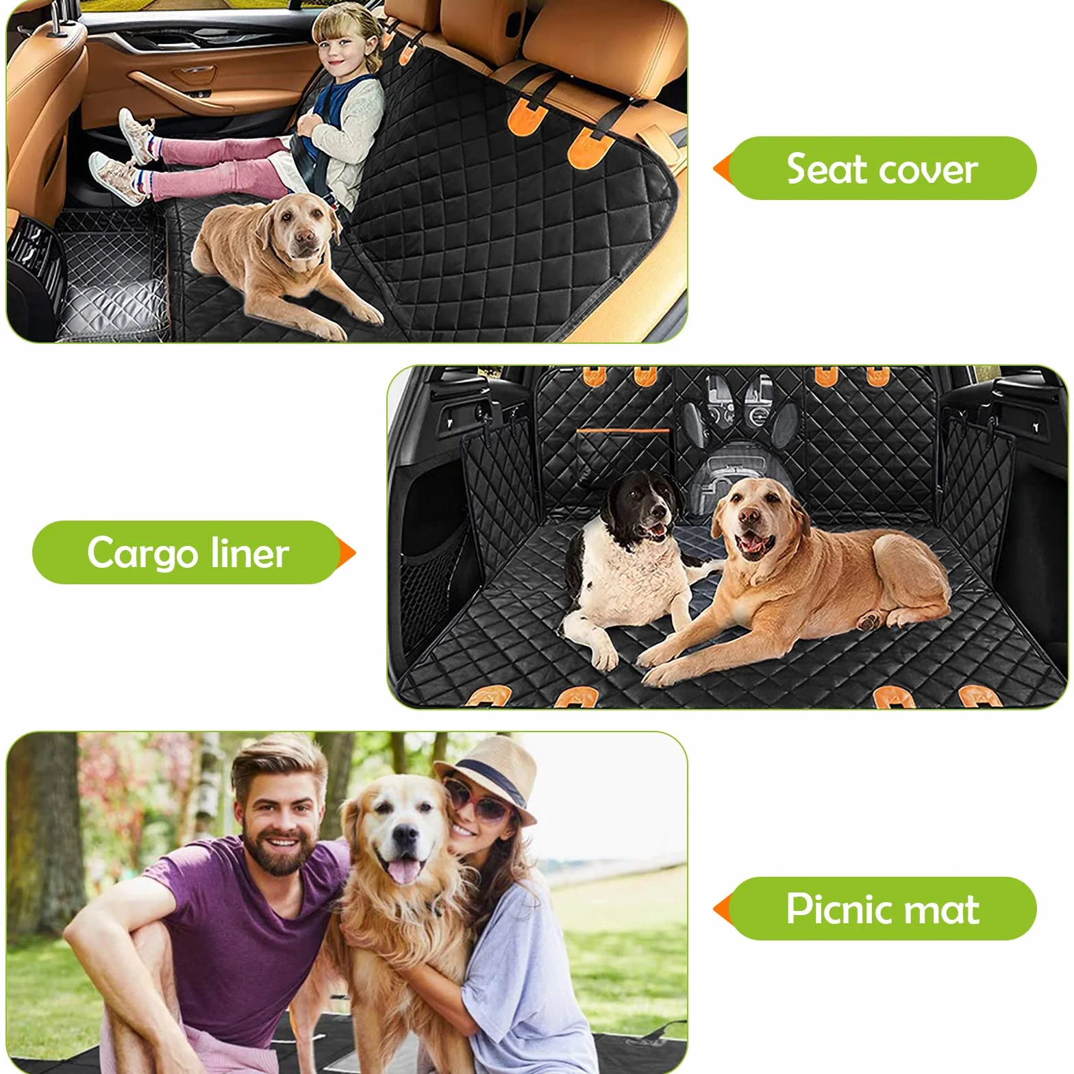 ALLSOPETS pokrowiec na siedzenie samochodowe dla psa wodoodporny hamak samochodowy dla psa z siatkową klapą boczną torby do przechowywania samochodów ciężarowych SUV Czarny