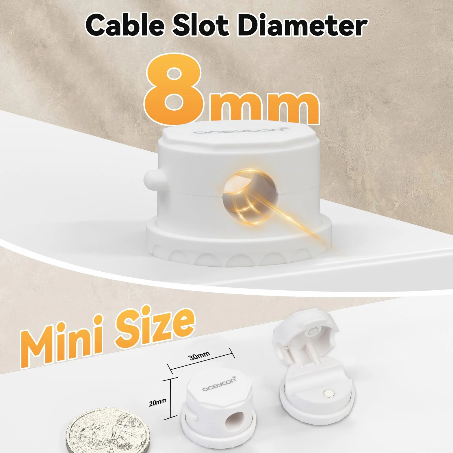 aceyoon Tidy Clips 8 szt. organizerów magnetycznych, obracane o 360°, samoprzylepne, druciane, uchwyt na kabel, magnetyczny uchwyt na kabel na biurko, akcesoria biurowe