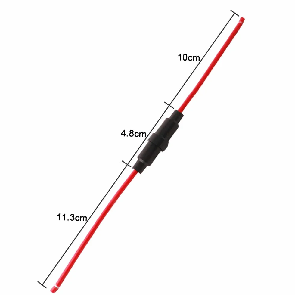 Uchwyt bezpieczników AGC 5x20 mm szklana rurka nasadka śrubowa 32V 20A skrzynka bezpieczników z przewodem 16 AWG czarny