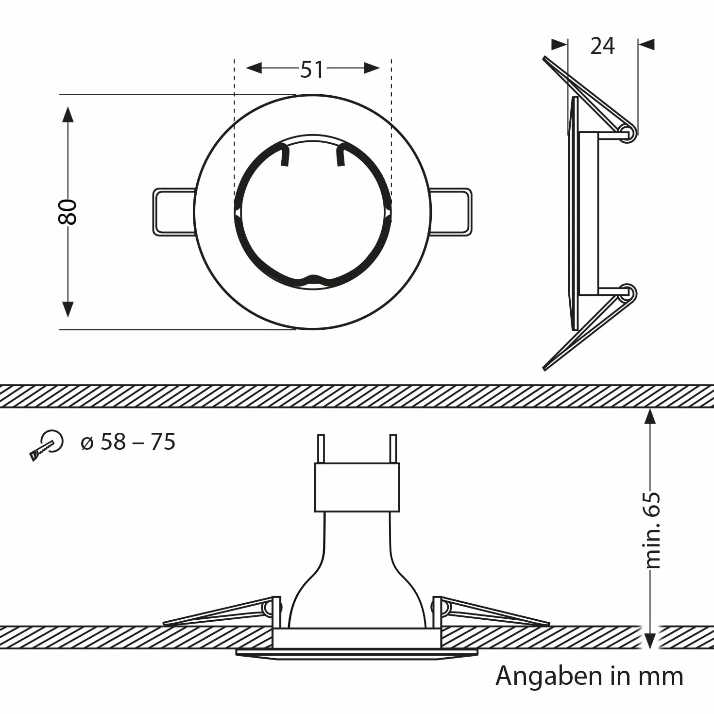 ledscom.de 6 sztuk Sufitowa rama wpuszczana Circ Aluminiowa rama wpuszczana biała (LED/Halogen/MR16/50mm) z gniazdem GU5.3