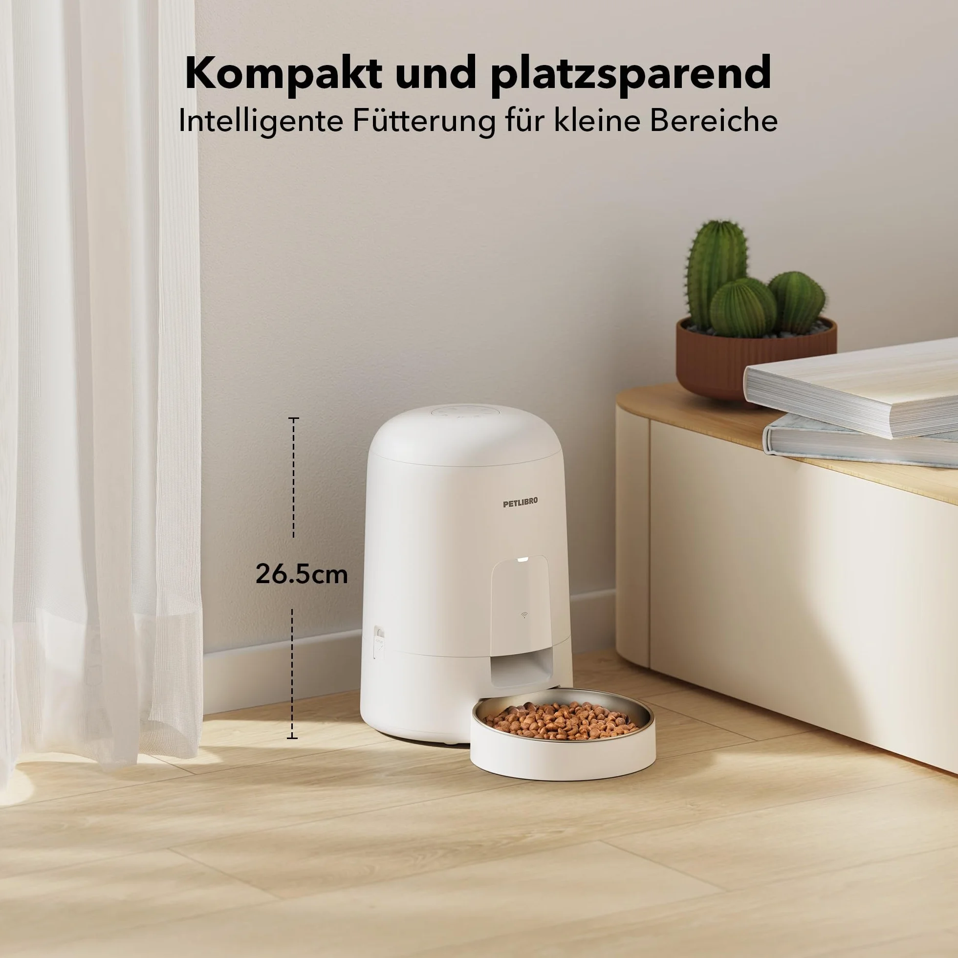 PETLIBRO Dozownik automatycznych karm dla kotów, 2,4 G WiFi z akumulatorem, żywotność 30 dni, 2 l, karma dla kotów, sterowanie aplikacją i do 10 posiłków (biały)