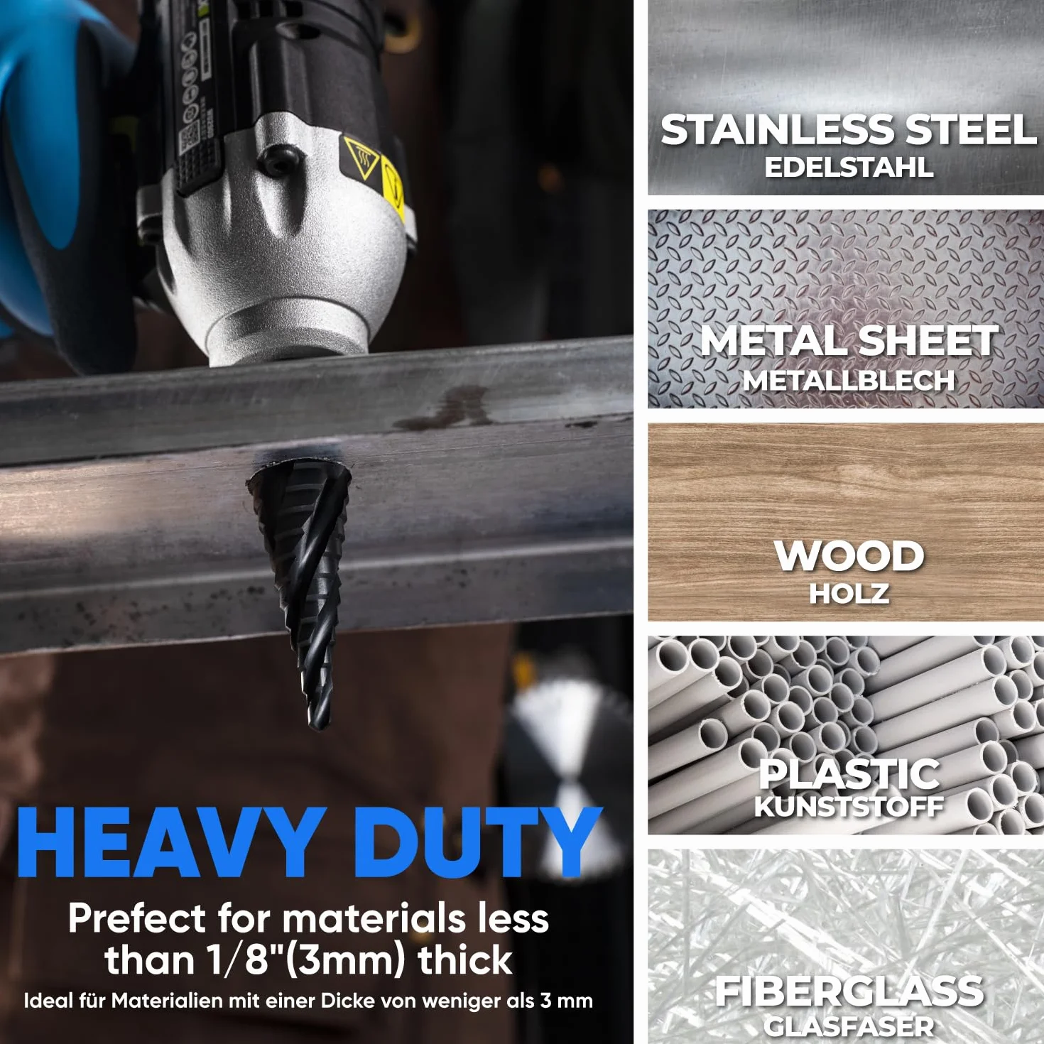 Wiertło stożkowe M35 4-12 mm 1/4" z chwytem sześciokątnym do metalu