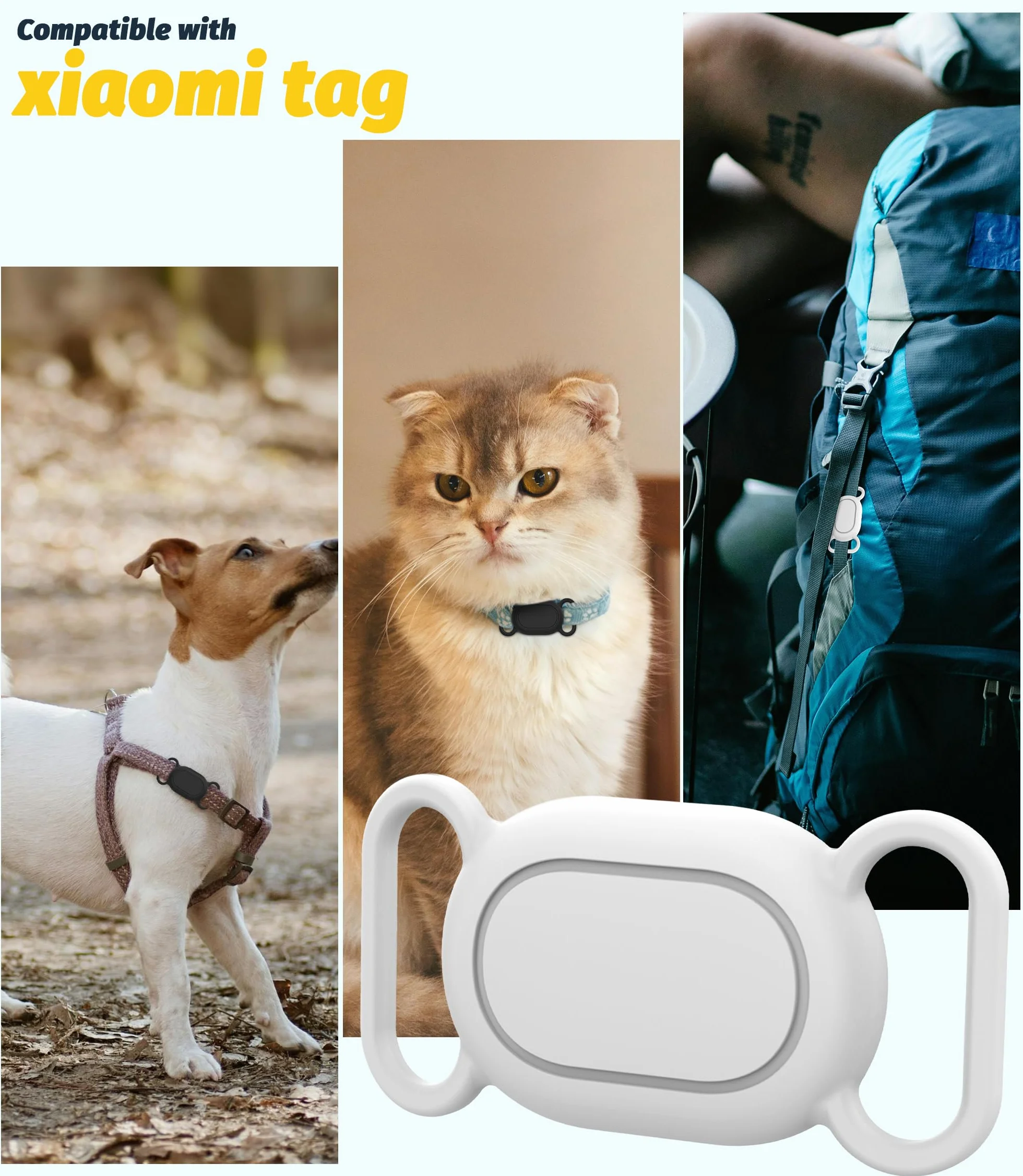 NEWZEROL 4 silikonowe etui kompatybilne z Xiaomi Smart Tag, silikonowe, odporne na zarysowania, wodoszczelne etui ochronne do obroży dla psów i kotów, lokalizator zwierząt domowych, ochrona przed