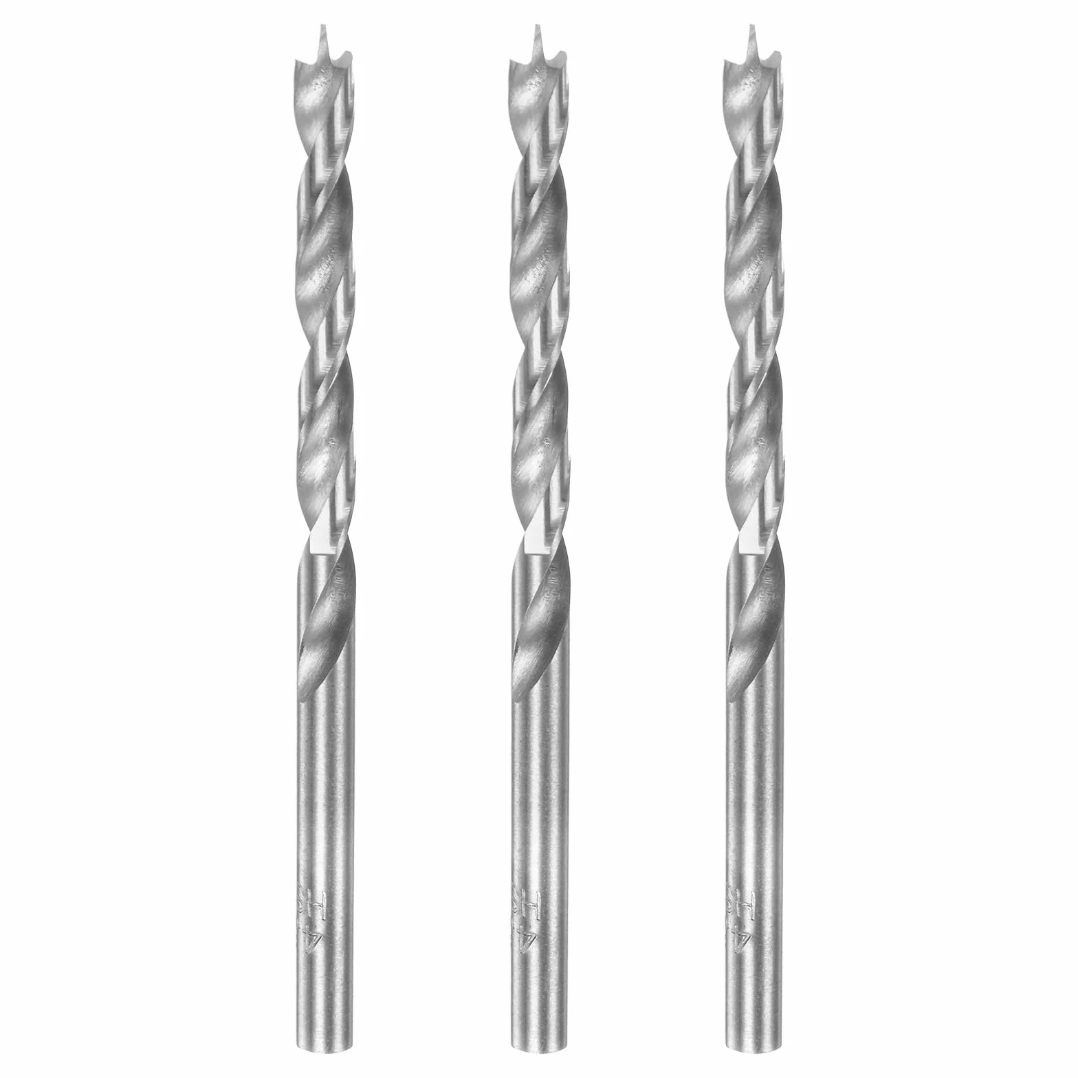 QUARKZMAN Zestaw 3 wierteł Brad Point 4,5 mm (11/64") Dia z prętem prostokątnym, prostym, wiertłem metrycznym spiralnym Brad Point do stolarki, drewna, tworzywa sztucznego, gumy