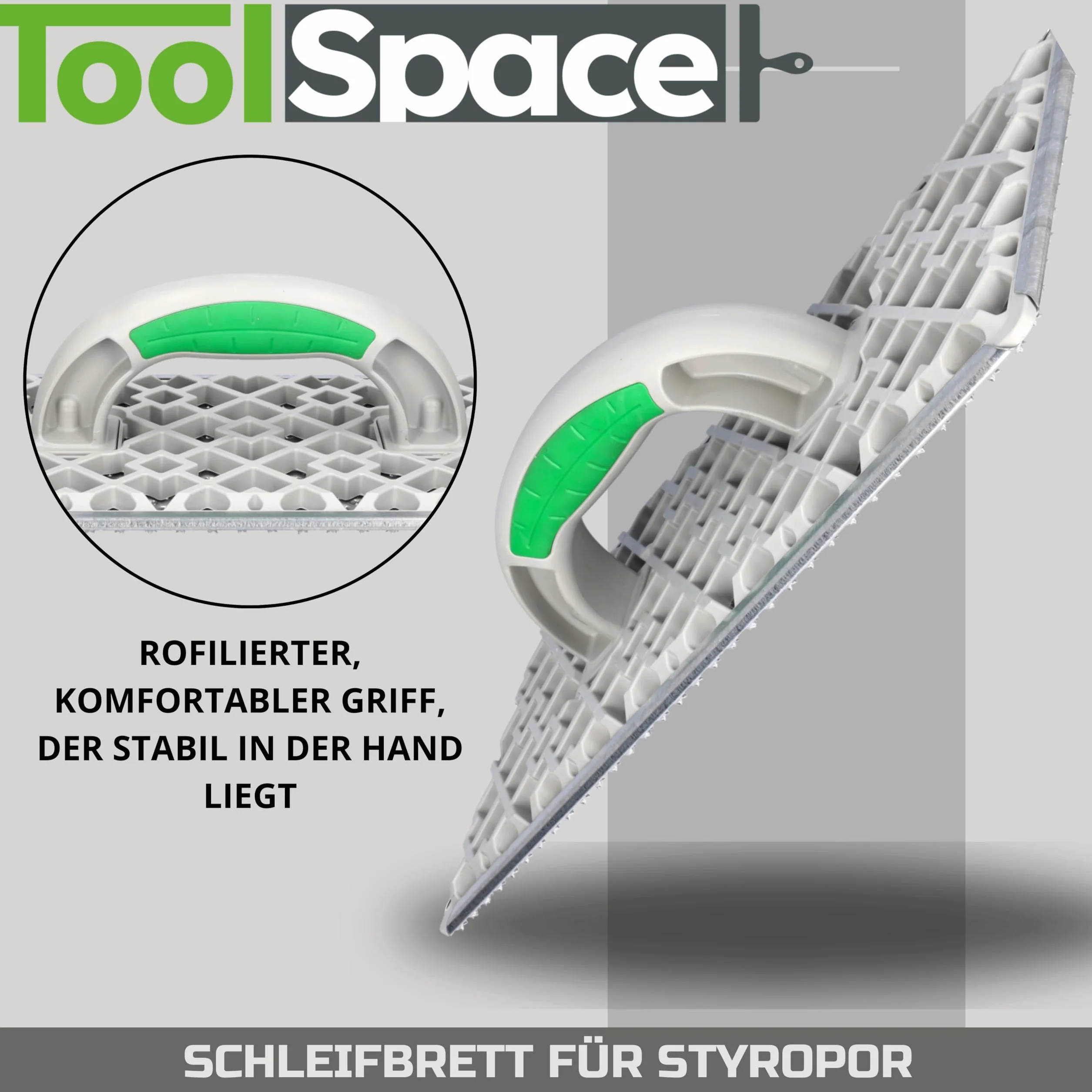 ToolSpace Profesjonalna Paca Szlifierska do Styropianu – Tarka Przelotowa 160x380 mm – Ręczna Paca do Szlifowania i Obróbki Styropianu – Wykonana z Ocynkowanej Stali - Odporna – Uchwyt Ergonomiczny