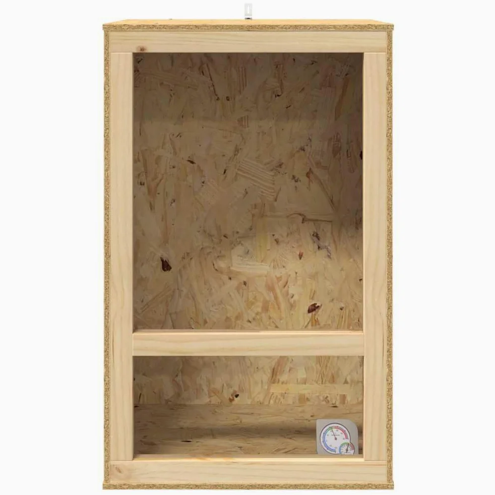 Terrarium brązowe 50 x 50 x 80 cm OSB, wybieg dla gadów z drzwiami przesuwnymi, szkło i drewno, wentylacja dla płazów, bartagame, węża, żółwia, gekonu, pająka, kameleona, żaby, jaszczurki