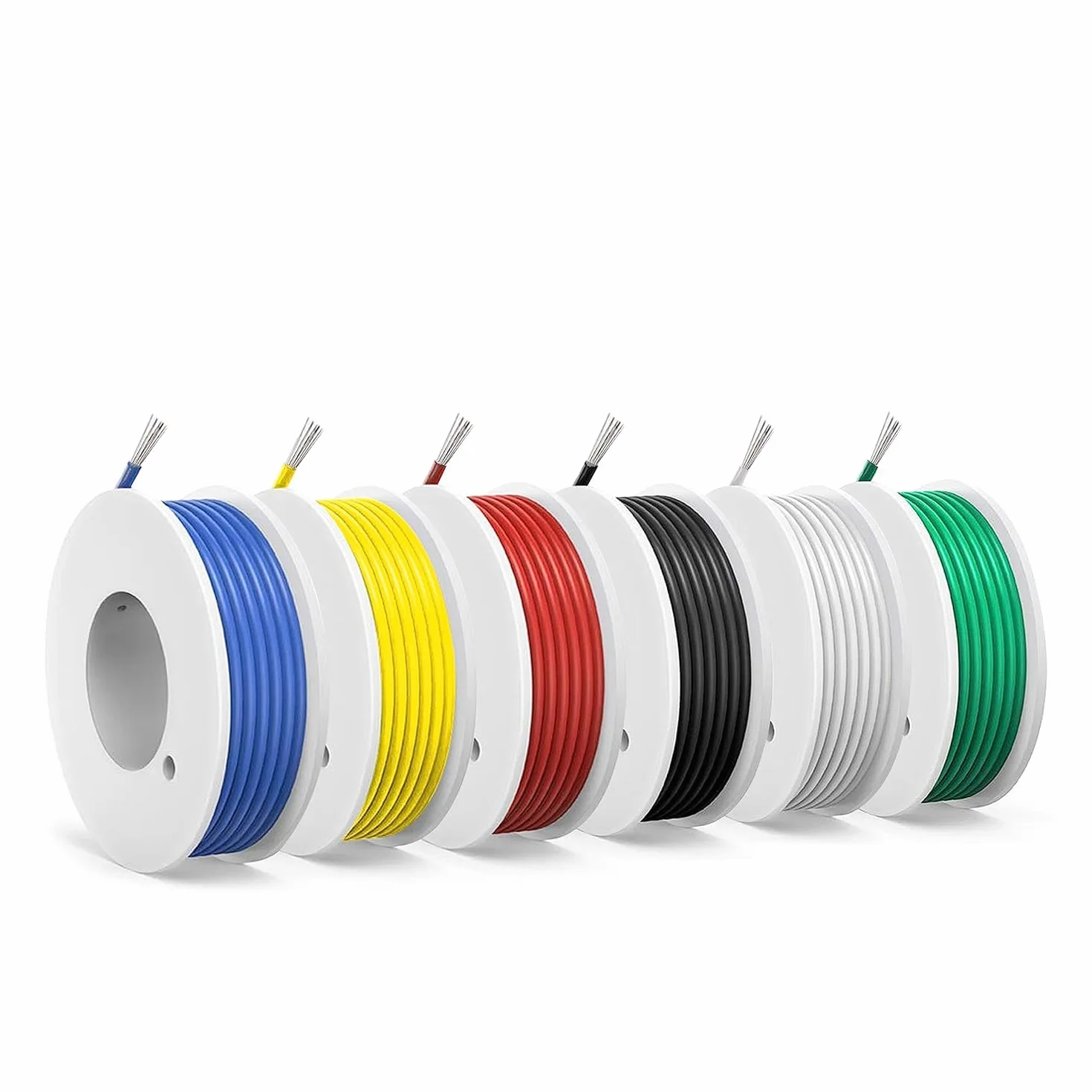 0,2 mm² silikonowy kabel elektryczny 24 AWG ocynkowana szpula drutu miedzianego, 6 kolorów, 9 metrów na kabel, drut litzowy, elastyczny i miękki, idealny do zastosowań elektrycznych