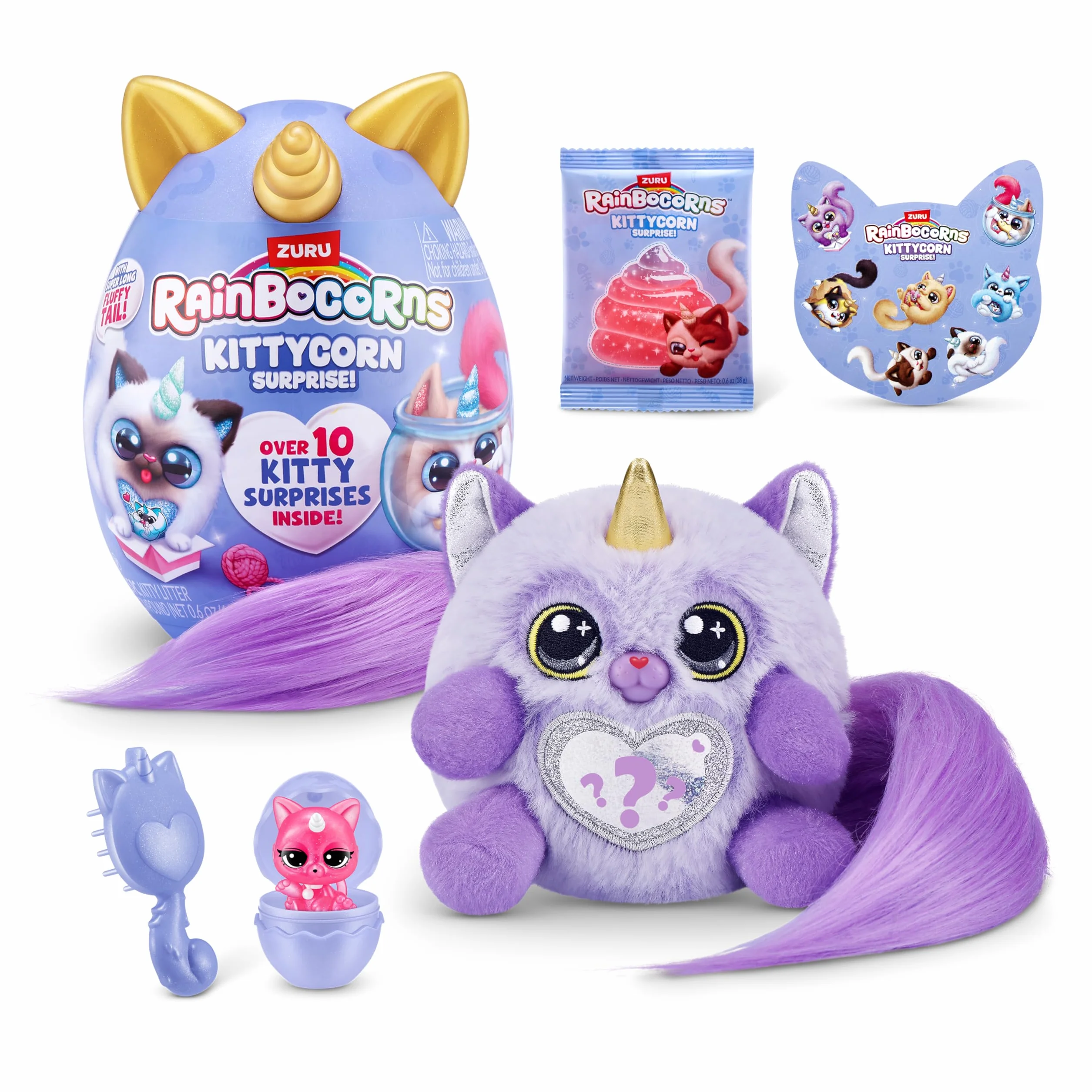 Rainbocorns 92104G Kittycorn Surprise, seria 3, Cat, Ragamuffin (Fluffles), rozmiar S (21,5 cm)