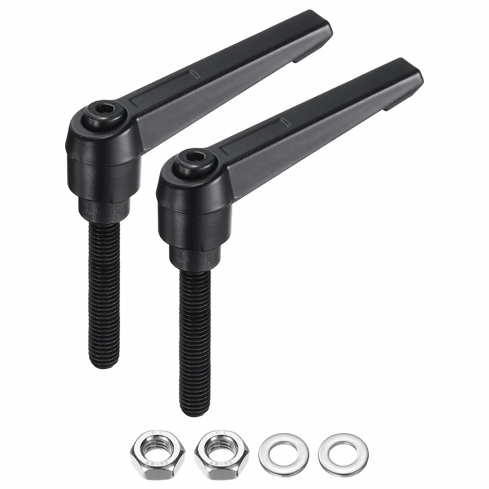 QUARKZMAN 2 sztuki uchwytów z regulacją dźwigni M8 x 40 mm, gwint metryczny z nakrętkami, podkładki, zestaw uchwytów zaciskowych, pokrętła do wkręcania, dźwignia blokująca
