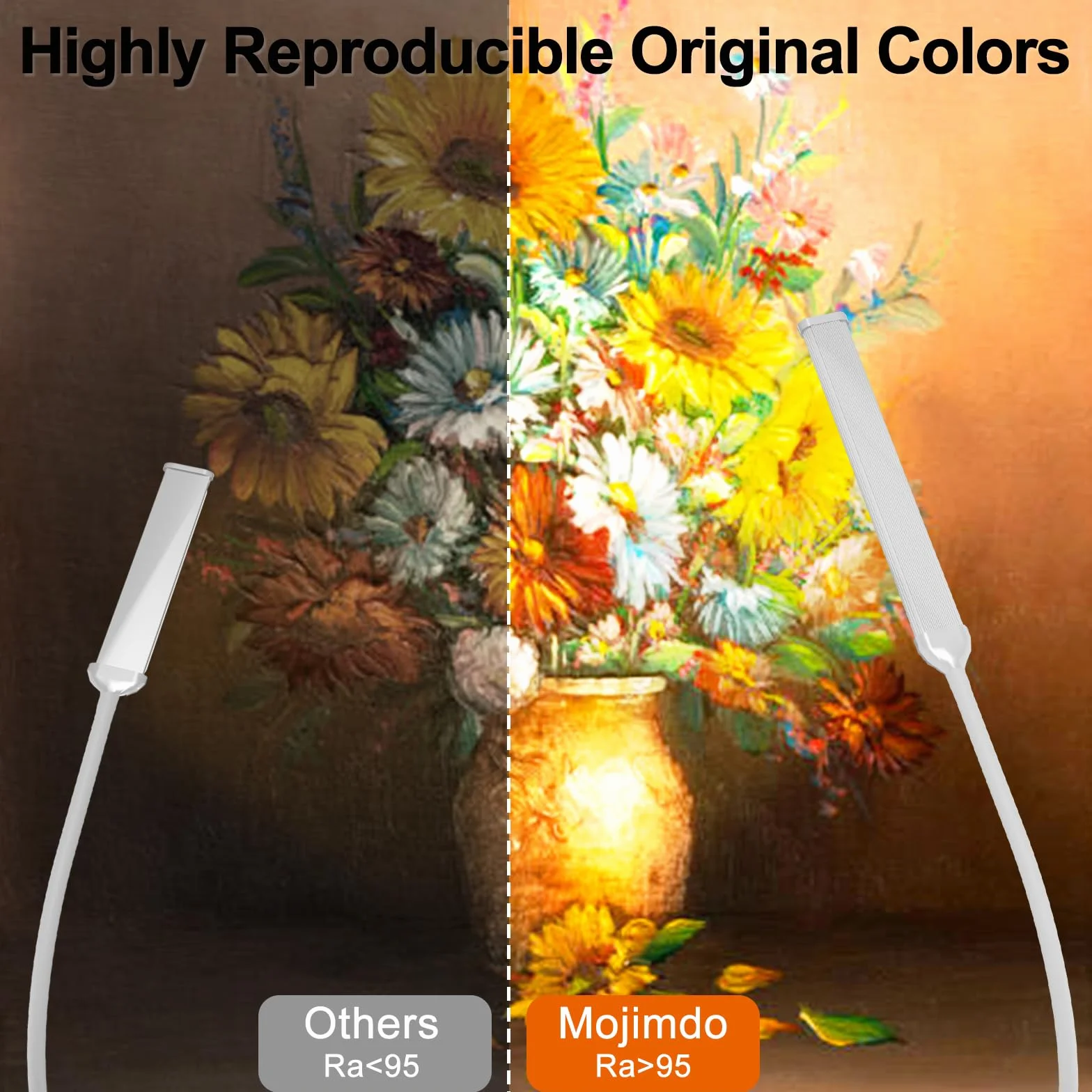 Mojimdo Lampka biurkowa 77 LED z pilotem 70CM 3 kolory 10 poziomów jasności 360° Elastyczna USB