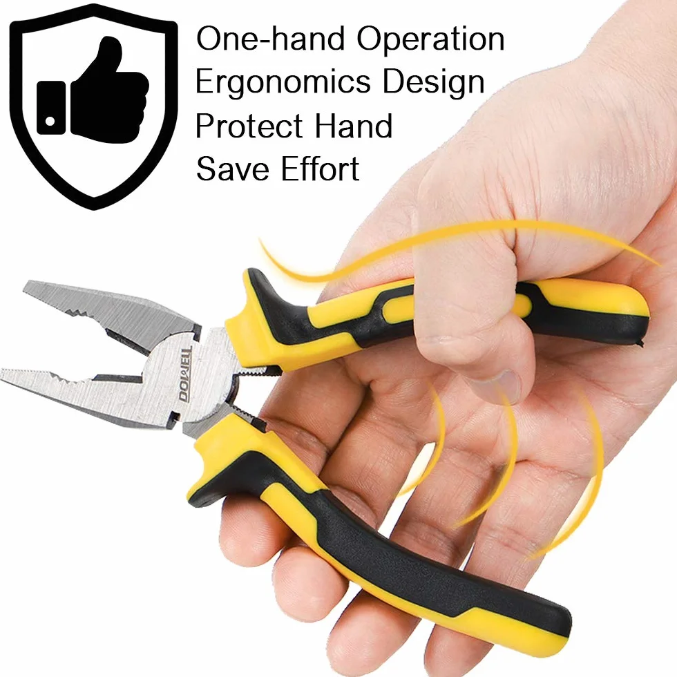 DOWELL Kombinerki Szczypce Lineman's Pliers 18 cm Nikiel Chromowa Stalowa Obcinak Do Drutu