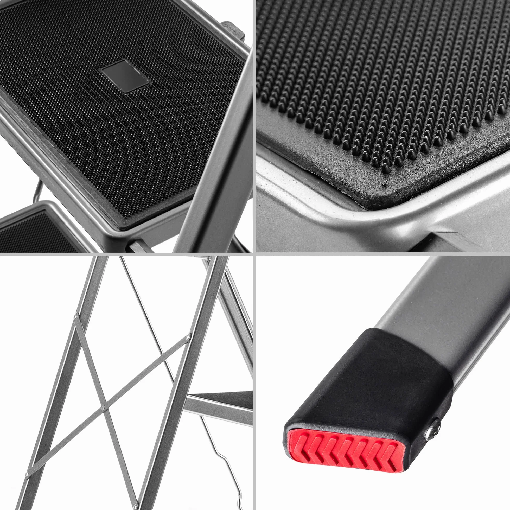 KADAX Drabina aluminiowa 3-stopniowa 105 x 76 cm nośność 150 kg składana antypoślizgowa