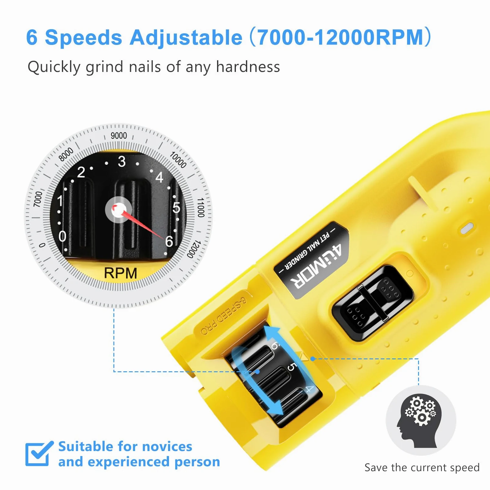 4UMOR Elektryczny Pilnik do Paznokci dla Psów 600 mAh 45 dB 6 Prędkości 2 LED z 3 Portami USB