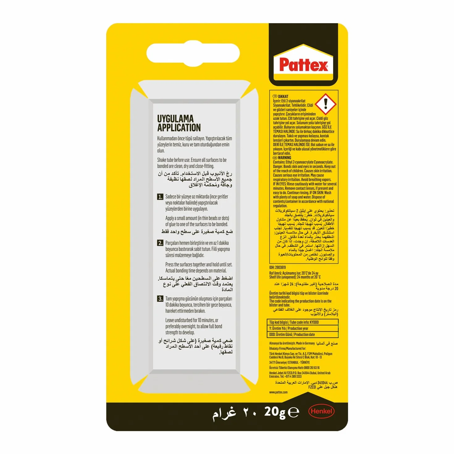 Pattex Uniwersalny klej na 60 sekund, uniwersalny klej do napraw domowych, szybki klej 60 sekund, mocny klej do różnych materiałów, 1 x tubka 20 g